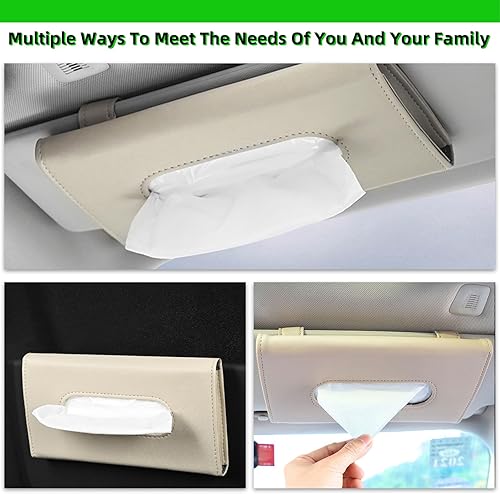 Miniatura 6 de Soporte para pañuelos de automóvil, soporte para servilletas para visera solar, de piel sintética de alta calidad, soporte universal para el