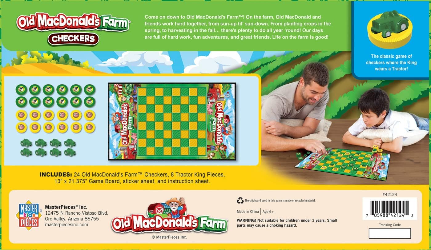 MasterPieces Family Game - Old MacDonald's Farm Checkers - Officially Licensed Board Game for Kids & Adults