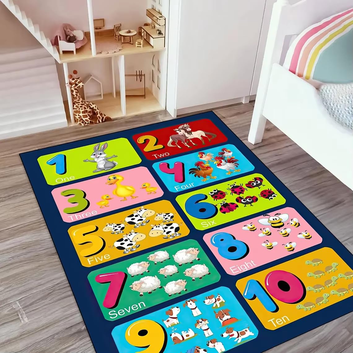 Alfombra de juegos de animales aislante del frío para suelos de guardería y habitaciones