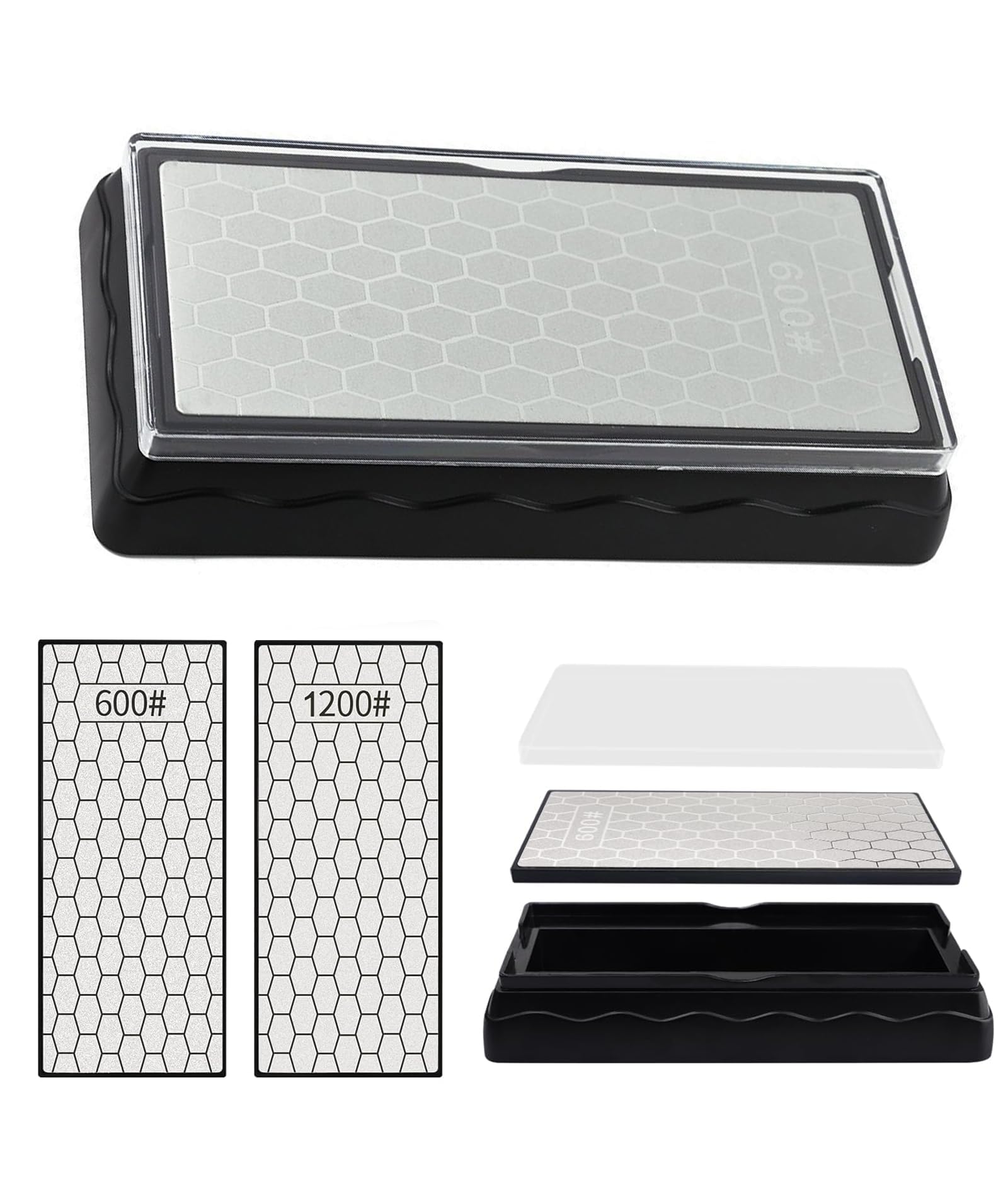 Dual-Grit Diamond Sharpening Stone, Easy to Use 600/1200 Knife Sharpening Stone Set, Two-Sided Diamond for Progressive Edge Refinement-image-14
