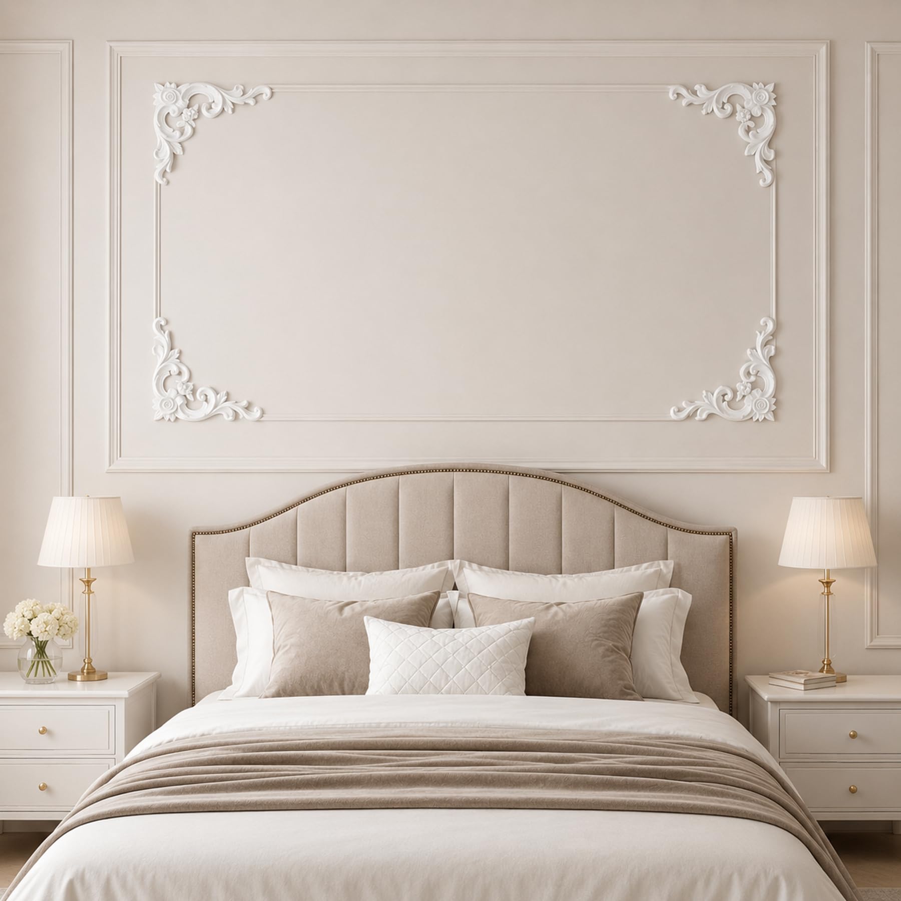 4 PCS Angolari Decorativi per Pareti E Soffitti in PU Modanature Angolari 3D con Decorazioni Floreali Profili Decorativi Verniciabili per Cornici E Angoli Elegante Finitura