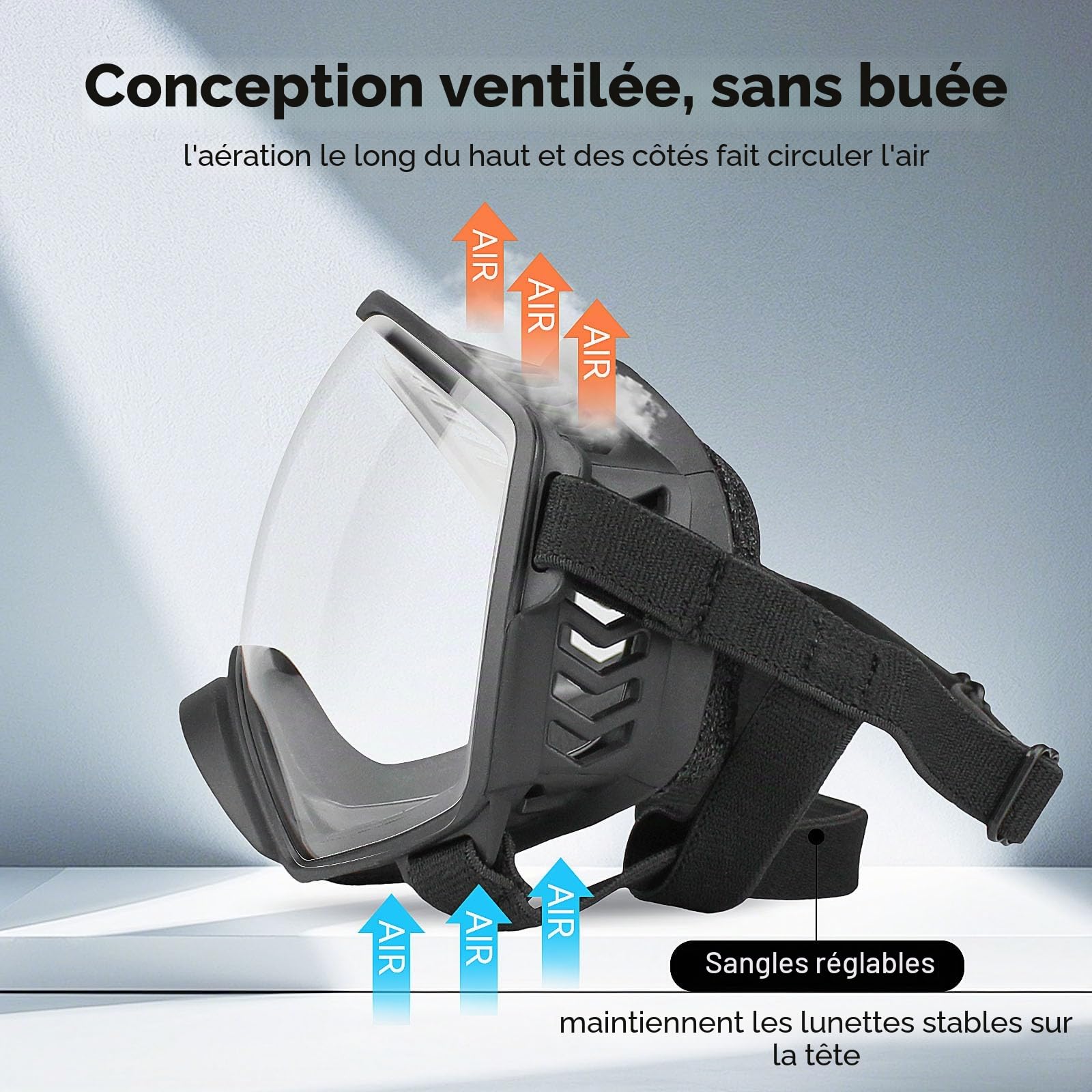NAMSAN Lunettes de Soleil pour Chien avec Protection UV Bandeau Ajustable et Coussinets en Mousse Lunettes de Soleil pour Animaux de Compagnie Protégeant Les Yeux des Grands Chiens - Clair