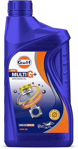 GULF MULTI G+ 20W-50 [500 ML] API SL/CF Car Engine Oil with Anti-Wear Technology for Reduced Maintenance Cost
