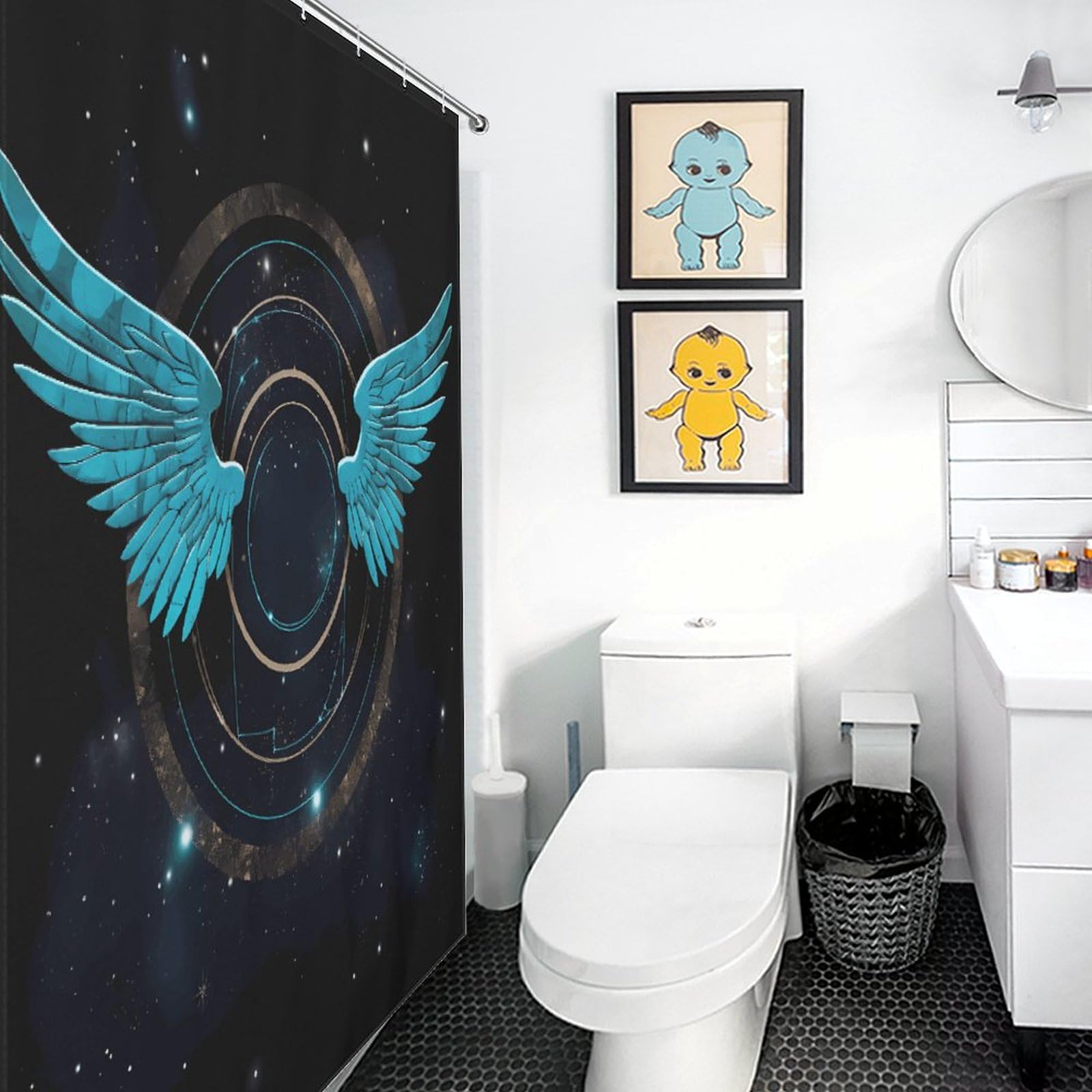 Rideau de douche en tissu imperméable 183x183 cm avec crochets de baignoire