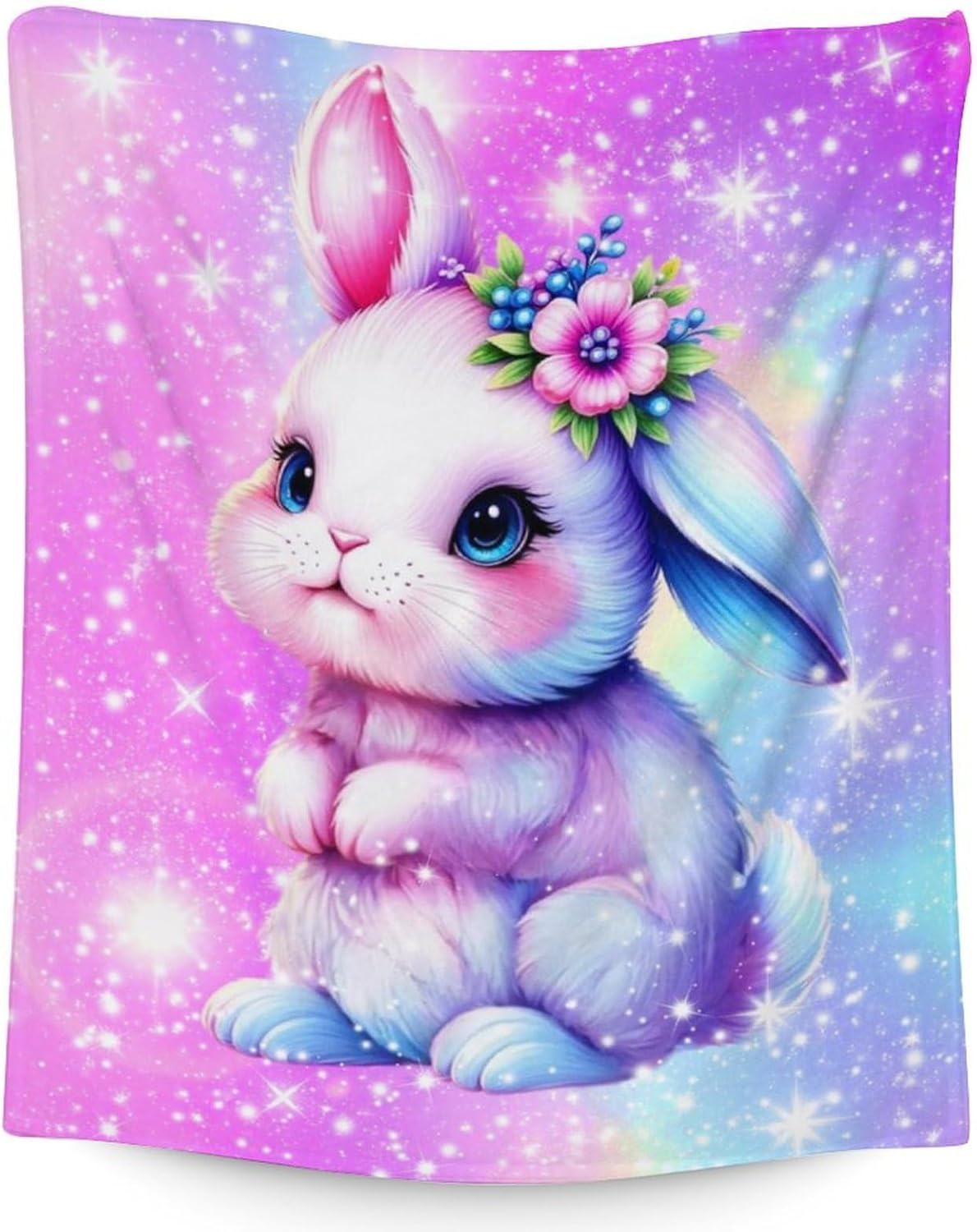 Bunny Blanket Gifts - 50" x 60" Inches Flannel Plush Throws Gifts for Bunny Lovers - Pink Stuff Throw Blanket for Sofa, Couch