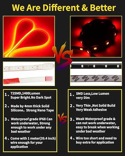 Miniatura 2 de YM E-Bright Tira de luces LED para automóvil cortables iluminación ambiental LED para motocicleta camiones camioneta barco carrito de golf interior