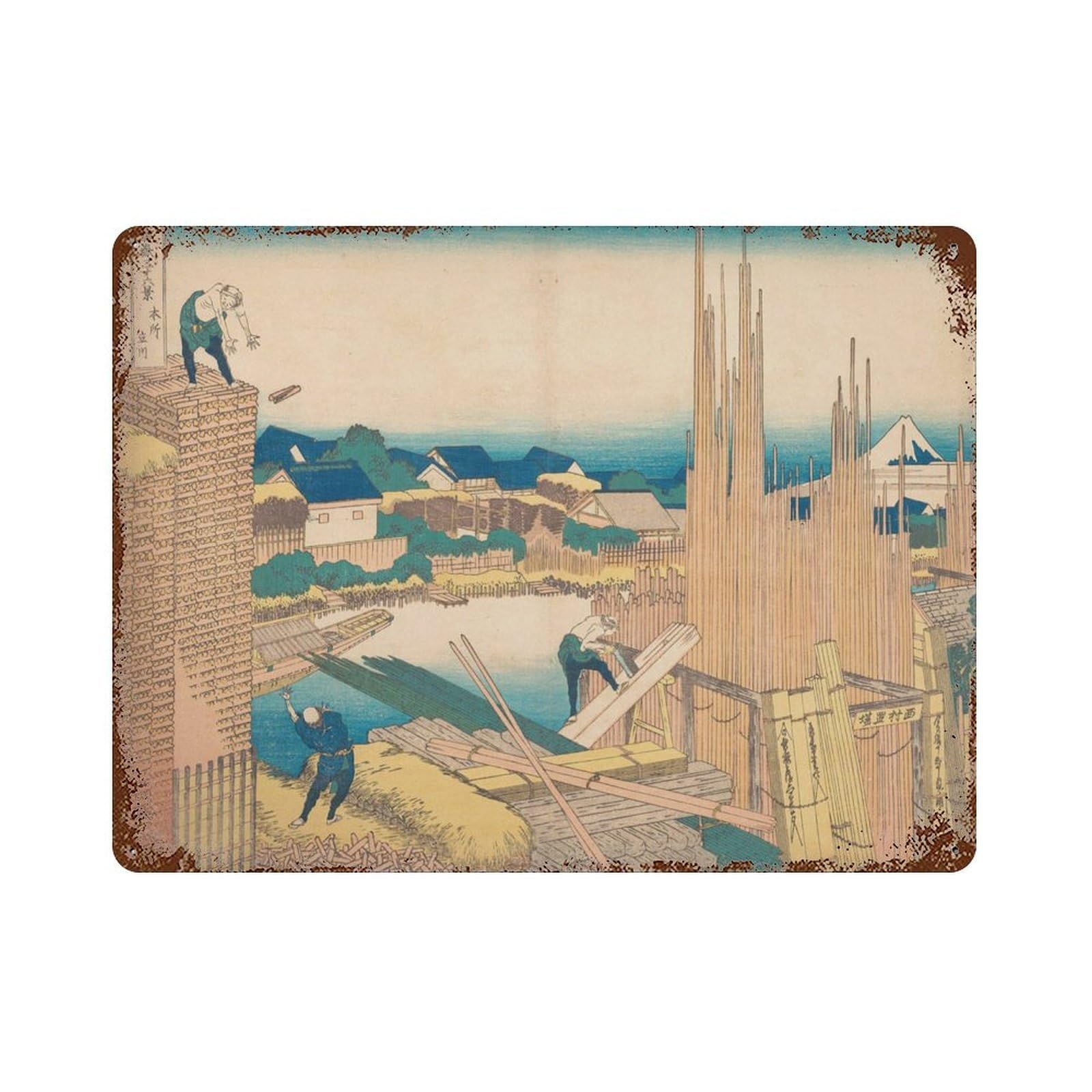xiaoxiaoshen Hokusai Japanese Ukiyo-e Illustration Wall Decor Art Metal Tin Poster Modern Home Decor Art Home Bar Shop Decorations Vintage Sign 30x40cm