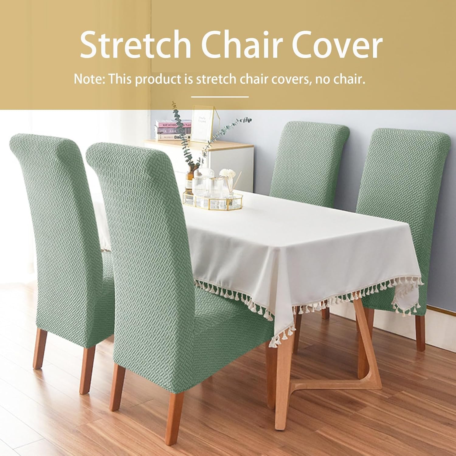 Stretch High Back Dining Chair Covers XL/Oversized Extra Large Size, Dining Room Chair Slipcovers, Seat Protectors for Banquet Hotel Kitchen Ceremony(C-Beige,6PCS)