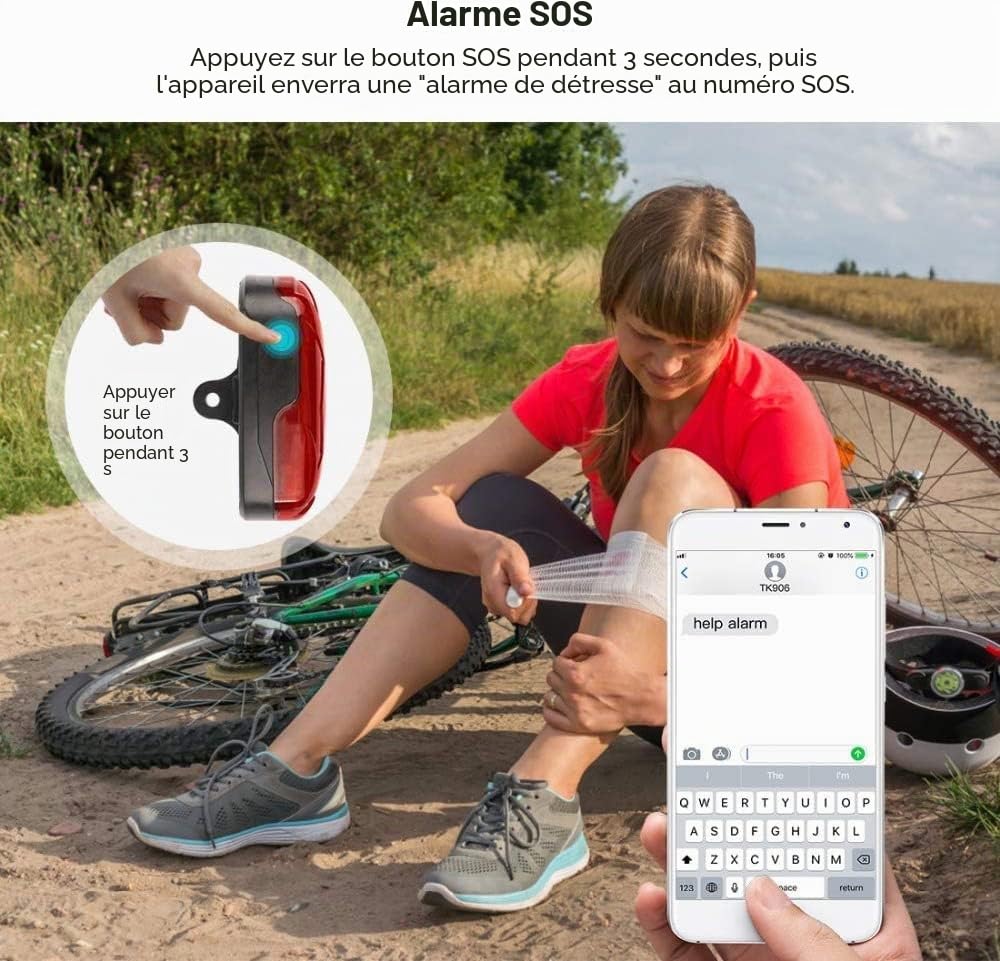 Traceur GPS vélo moto localisateur GPS sans abonnement étanche avec lumière LED