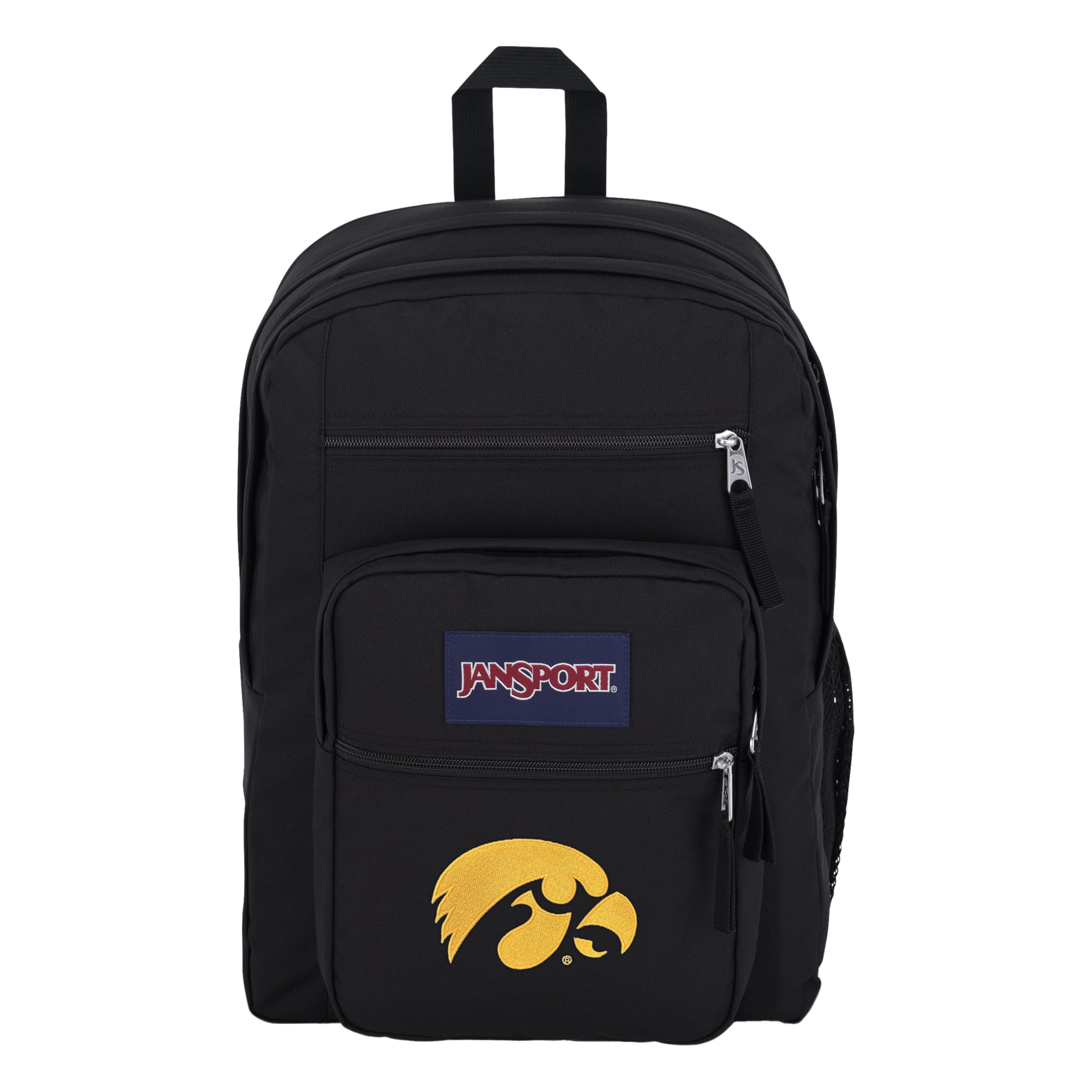 JanSport NCAA Officially Licensed Backpack, Iowa Hawkeyes, Big Student with Padded 15-Inch Laptop Sleeve, 2 Compartment Computer Bag with Bottle Pocket &amp; Haul Handle, Book Rucksack, Black