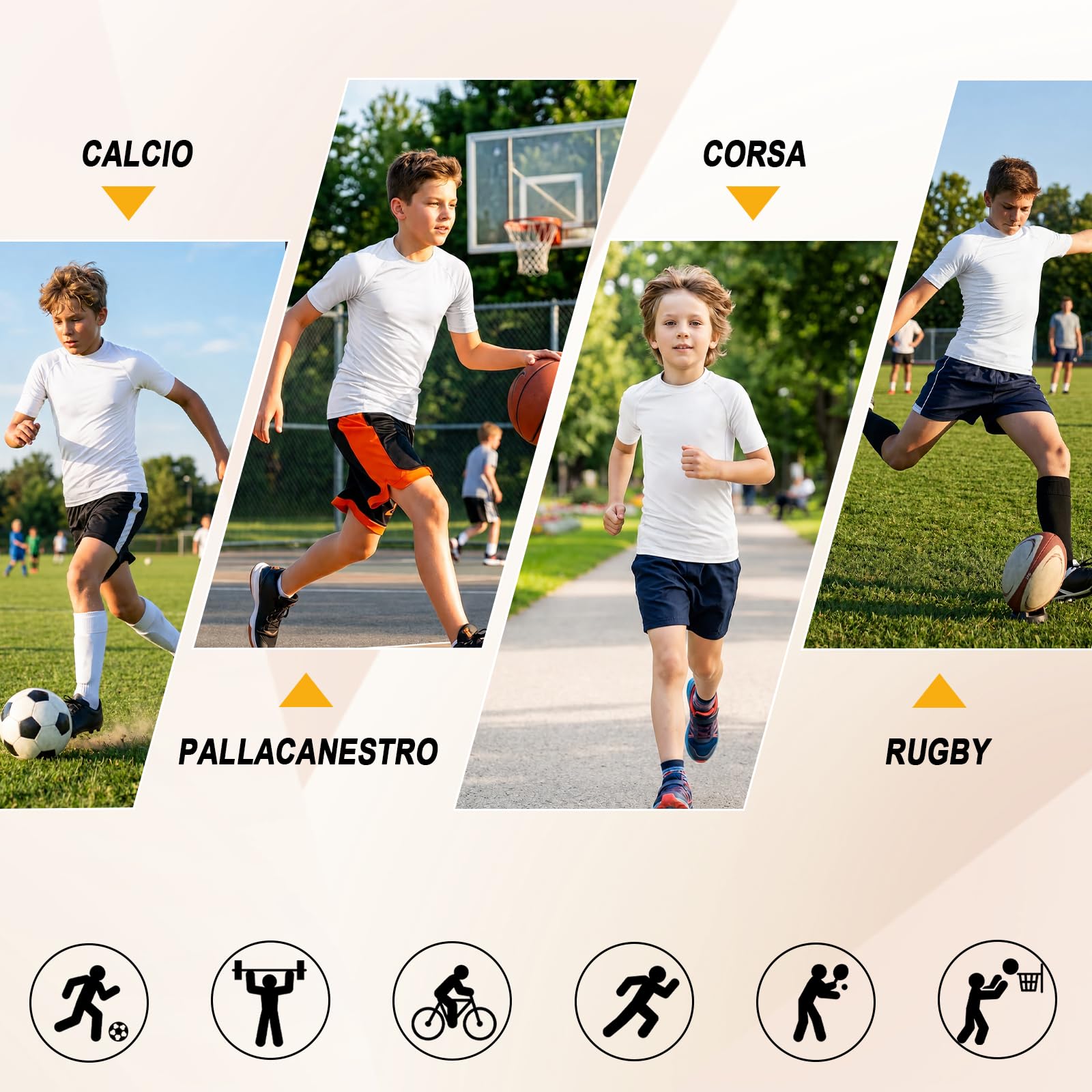 Maglietta a Maniche Corte per Ragazzi Maglia a Compressione da Bambino Sportiva Camicie a Manica Corta Asciugatura Rapida e Traspirante Intimo Allenamento Base Layer per Calcio Corsa