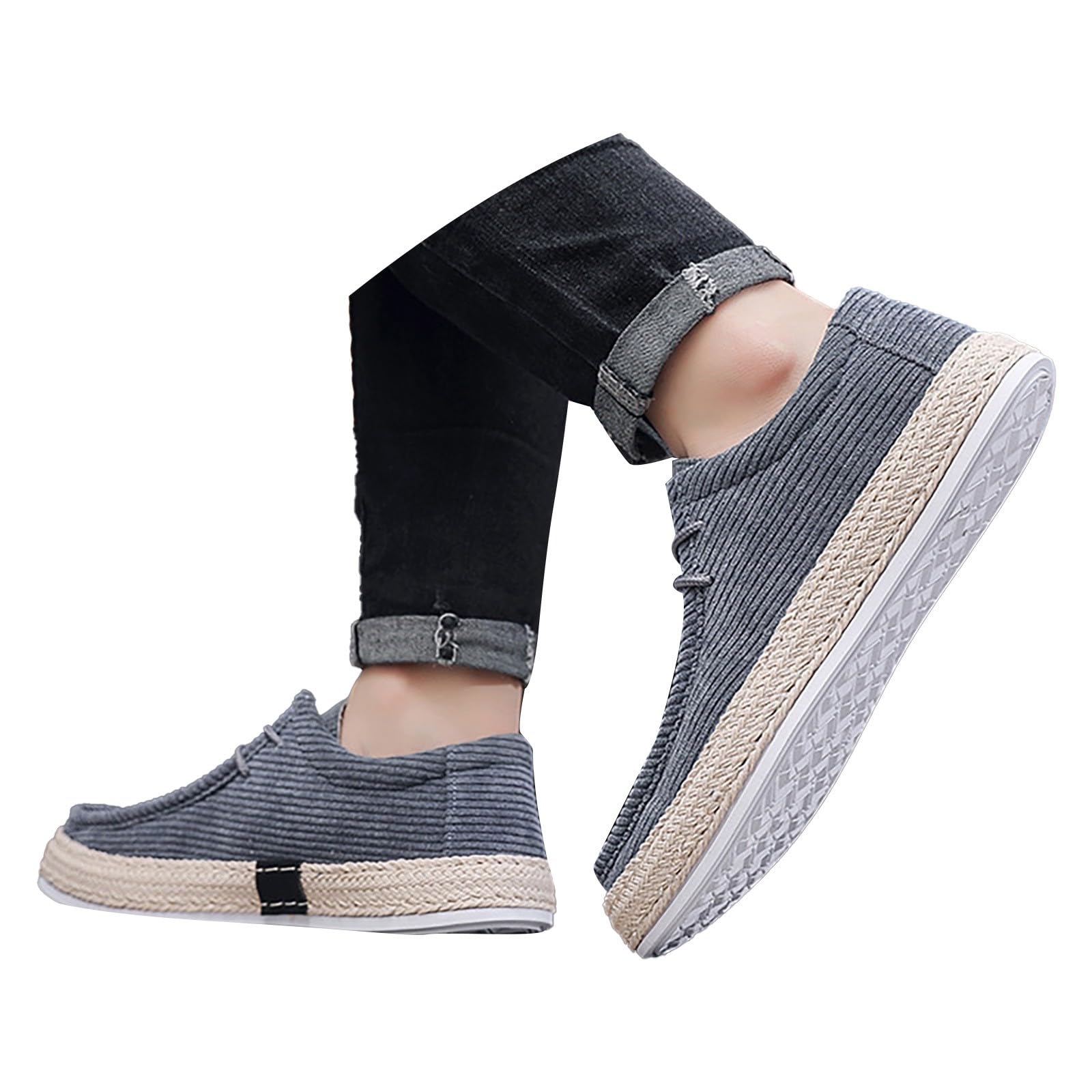 generisch Espadrillas da uomo in velluto a coste, casual, slip-on, scarpe per il tempo libero, scarpe in lino, mocassini piatti, comode, leggere, comode, traspiranti, scarpe da ginnastica antiscivolo