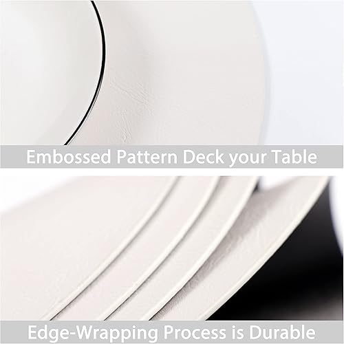 Miniatura 8 de Jovono - Juego de manteles individuales y portavasos redondos 4 manteles y 4 portavasos de piel sintética de doble costura diámetro de mantel de 13