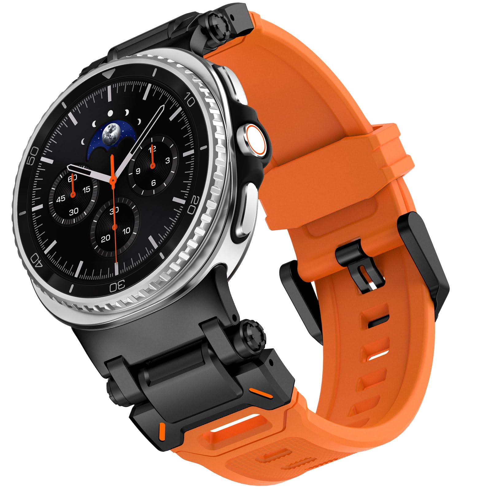 WINGLE for Galaxy Watch 8/8 Classic Band Galaxy Watch Ultra Bands 47mm 40/44/46mm Samsung Men Silicone Rubber Sport Bands Rugged Durable Armor Military Band with Stainless Steel Metal Connector