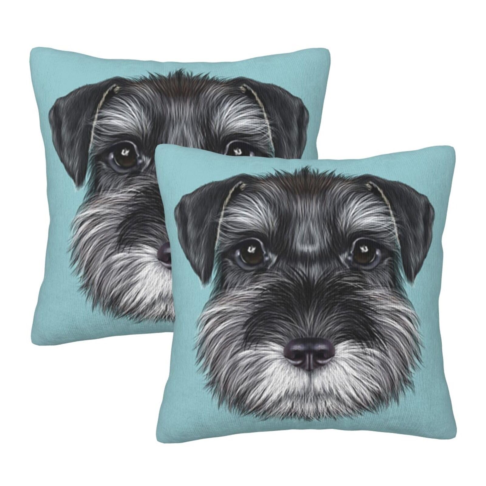 Schnauzer lot de 2 taies d'oreiller carrées bleu housse coussin