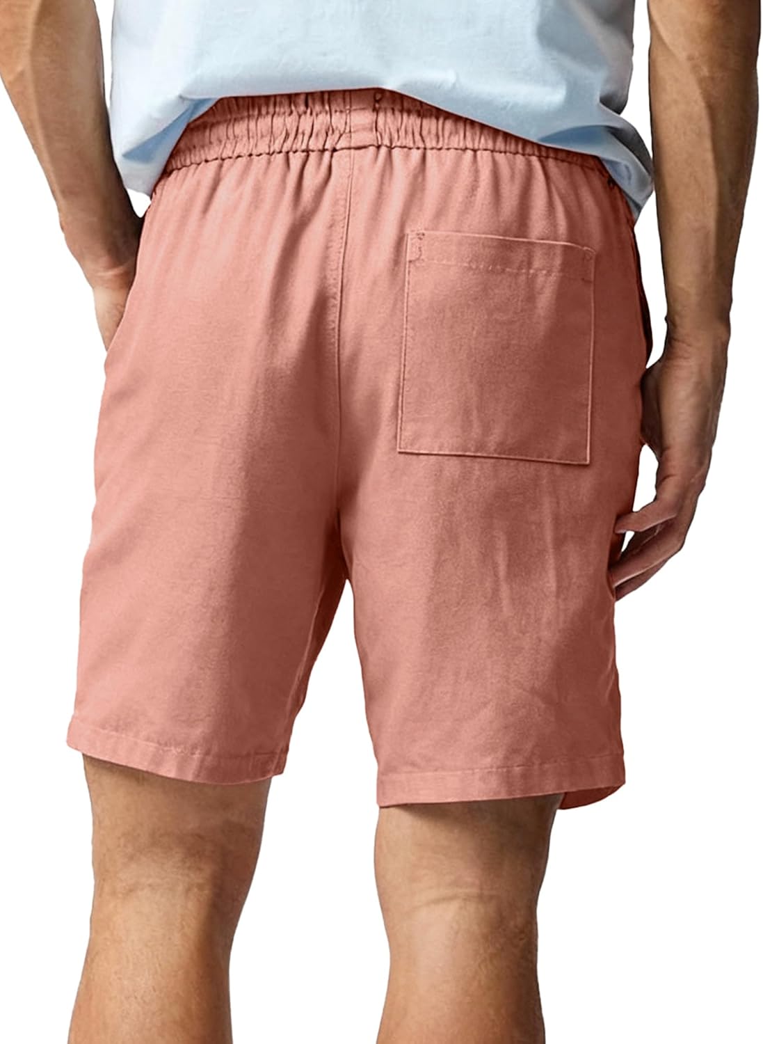 HOTake Men's Linen Shorts Casual Drawstring Elastic Waist Summer Beach Vacation Shorts - Image 4