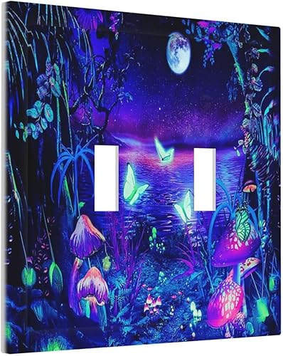 Miniatura 83 de Placa de pared de tortugas marinas, hierba oceánica, medusas, peces y algas marinas, placa de pared de doble palanca, cubierta de interruptor de luz