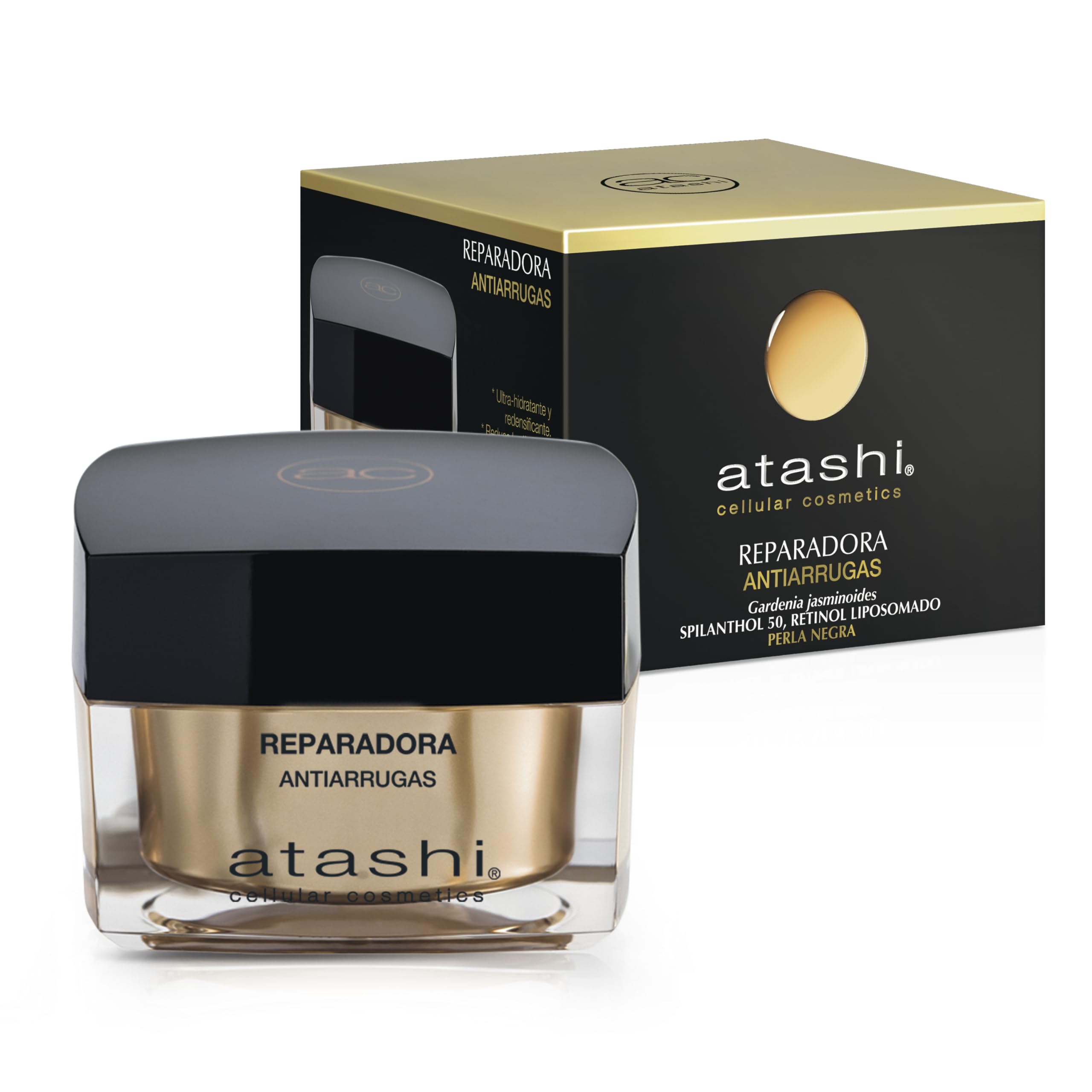 Atashi Antiedad | Crema Reparadora Antiarrugas | Reduce las Arrugas, Reafirma y Rejuvenece | Efecto Botox Natural | Con Retinol, Colágeno y Vitamina C y E | Apto para Piel Sensible | 50 ml