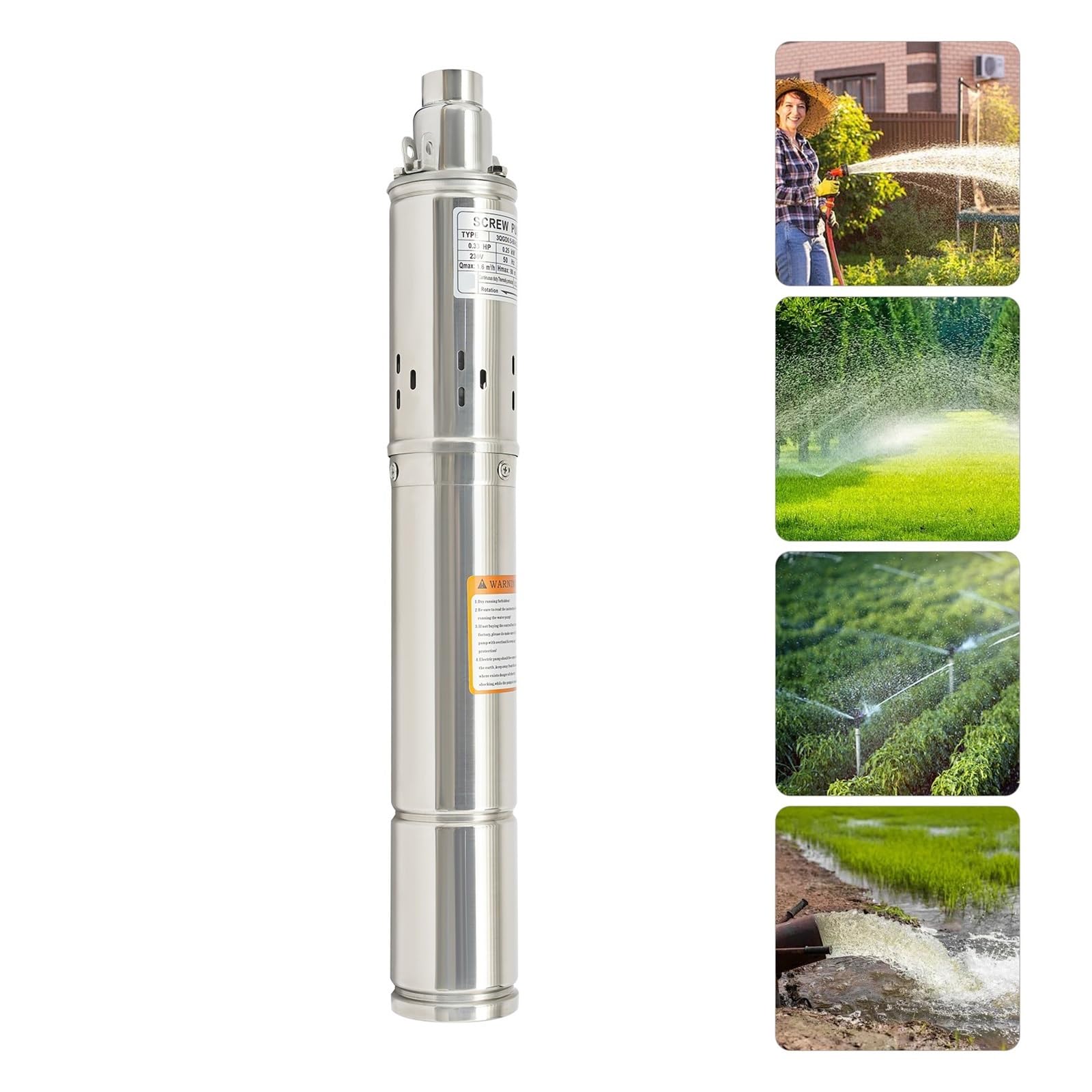 Pompa Sommergibile For Pozzi Profondi Da 250 W, A Vite Compatibile Con Sabbia, Giardino In Acciaio Inossidabile For La Fornitura Di Acqua Drenaggio Ad Alta Efficienza