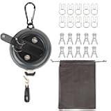 32Ft Portable Travel Clothesline Caudblor Adjustable Camping Clothes Laundry Drying Rope for Hotel Trip, Cruise, Outdoor/Indoor with 10 Windproof Clips, 10 Clothespins, 1 Storage Bag（Black）