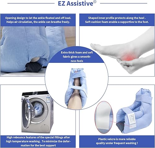 Miniatura 7 de EZ Assistive Protectores de talón eliminan la presión y las úlceras de cama para terapia de curación de presión del talón y lesiones de tejido