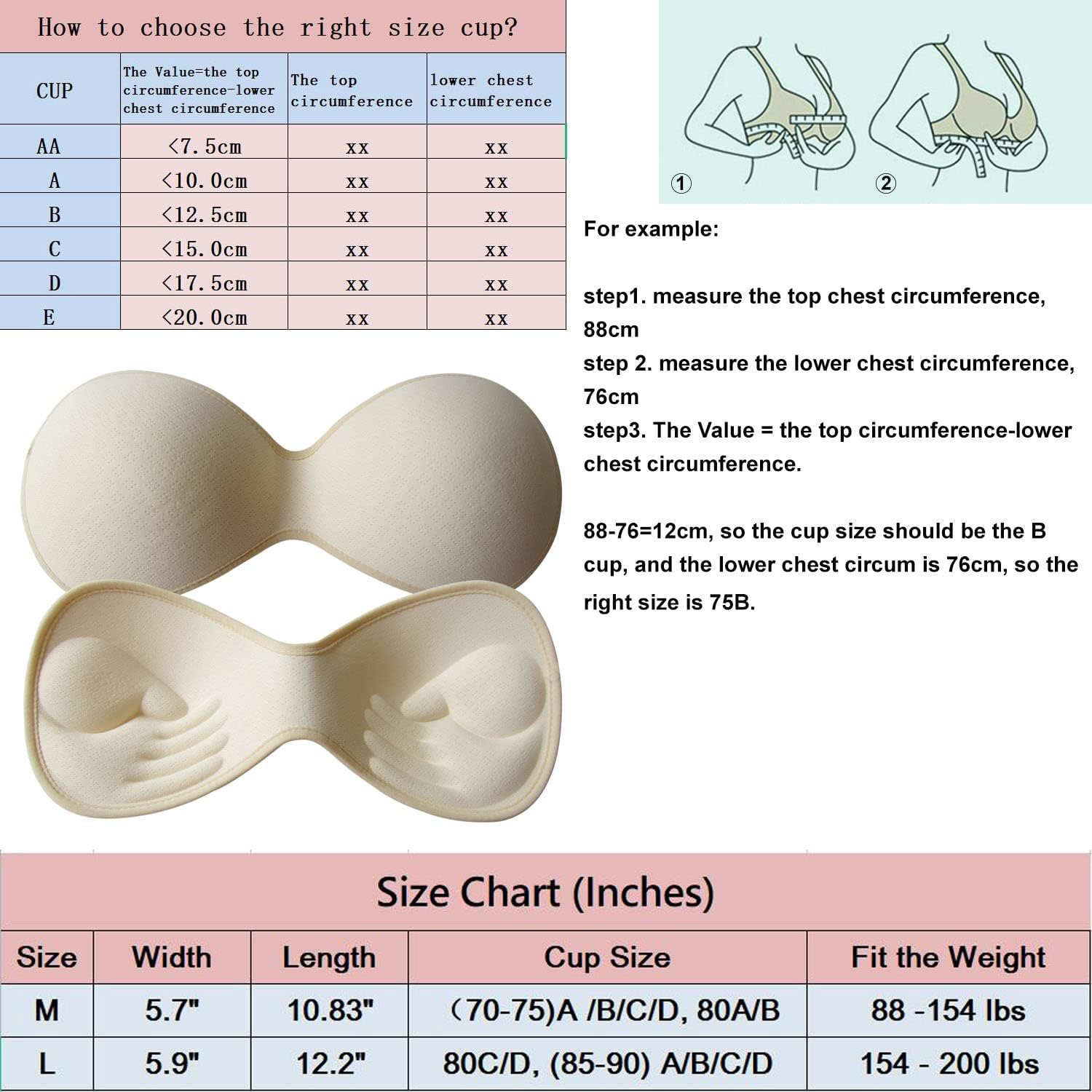 Sports Bra Pads Inserts for Push Up Bra, Bikini & Swimsuits