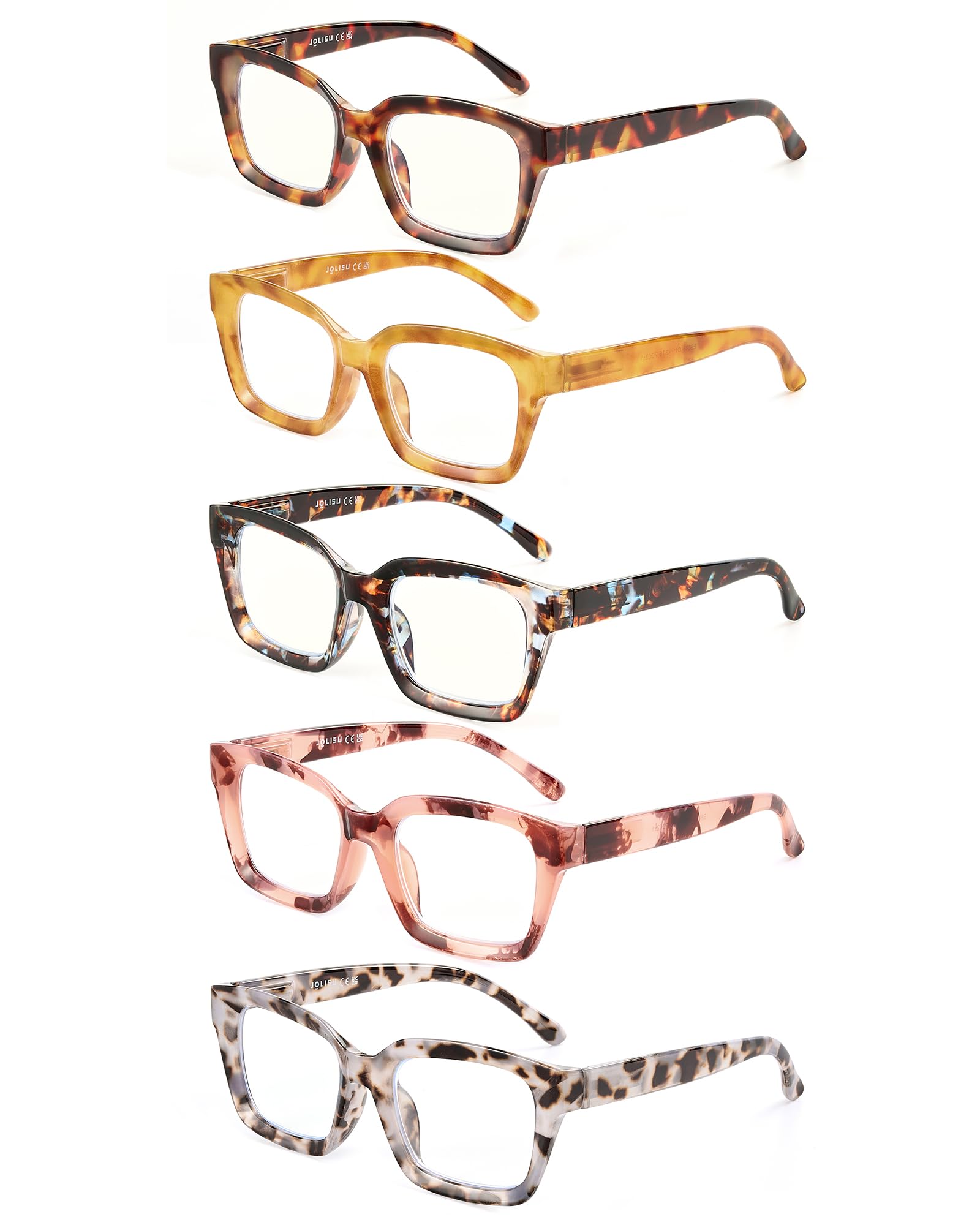 5 Pack Reading Glasses For Women,Blue Light Blocking Computer Reader Spring Hinge Eyeglasses