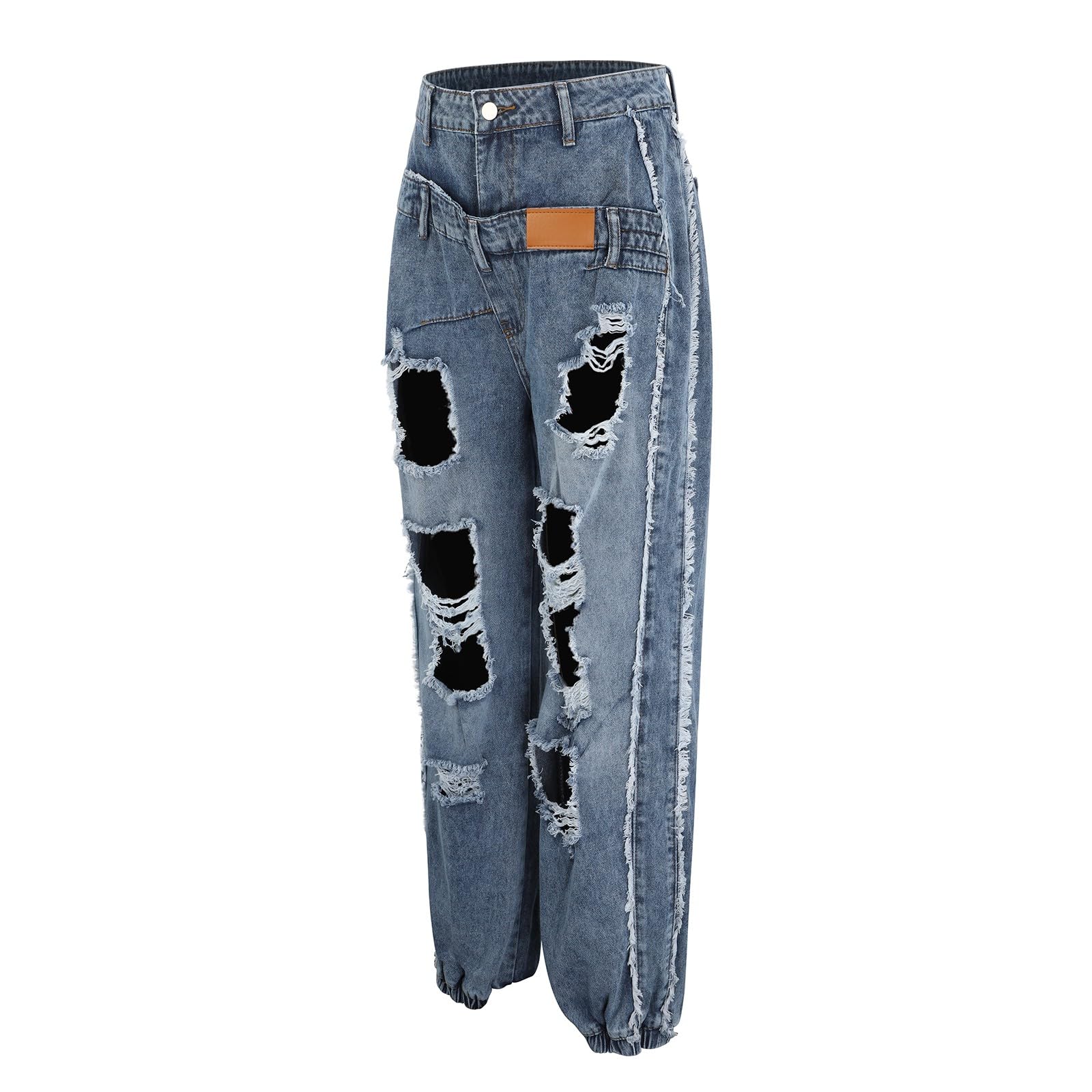 Jeans Donna Curvy Vita Alta Jeans Elasticizzati Casual Gamba Larga Pantaloni Denim Vita Alta Larghi Leggeri Tempo Libero Pantaloni Baggy Curvy Taglie Forti Y2k Streetwear Eleganti Wide Leg Vintage