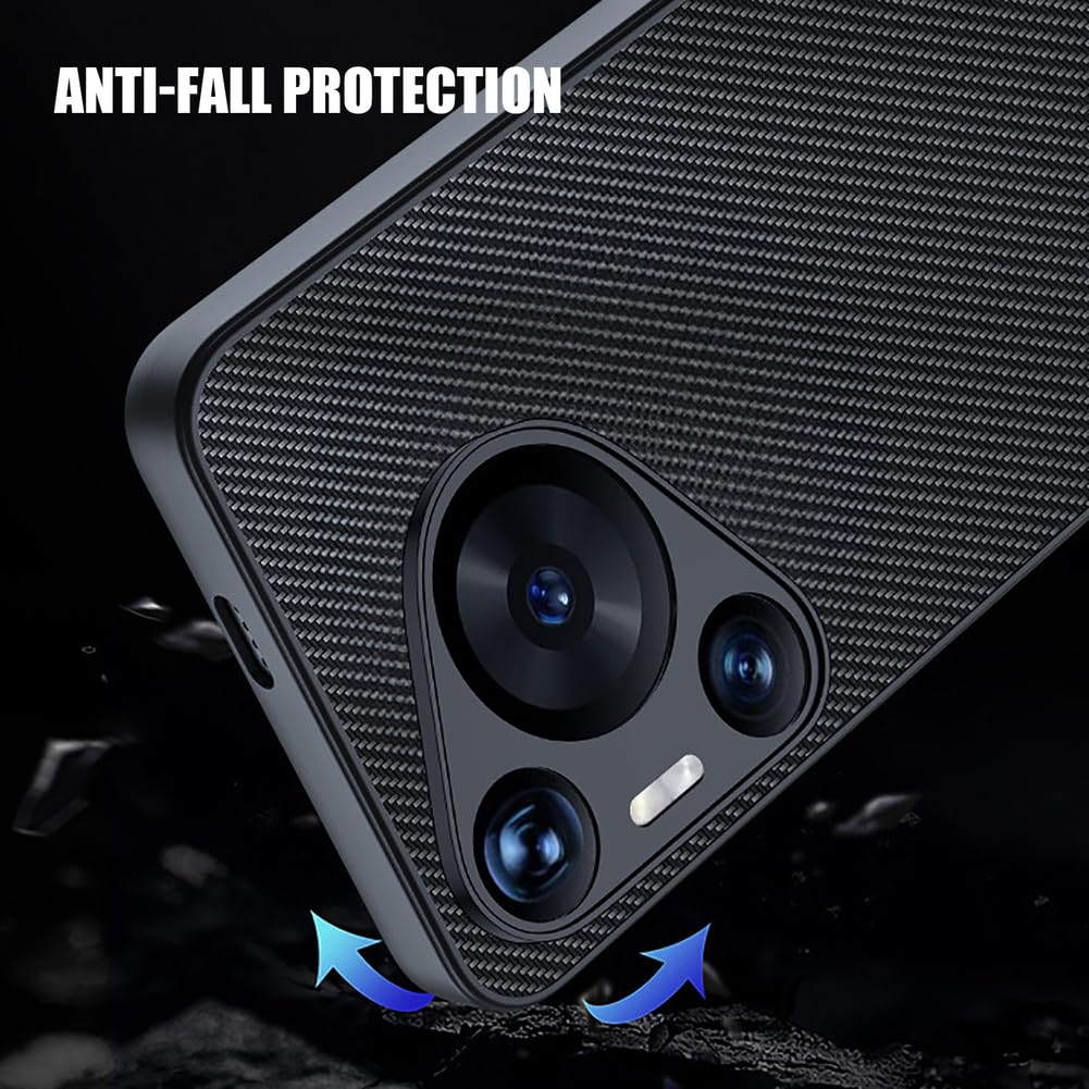 Dünne Hülle für Huawei Pura 80 Ultra/80 Pro/80 Pro+/80, Kohlefaser Muster rutschfeste Schutzhülle Volls Schutz des Objektivs Handyhülle,Schwarz,80 Pro