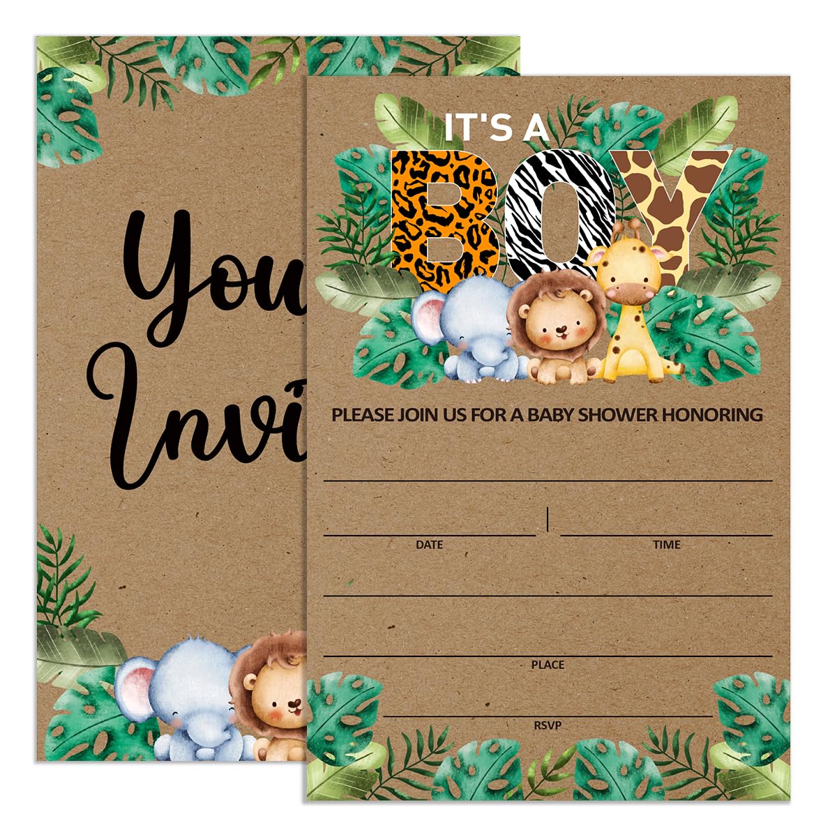 Safari Baby Shower Cards Jungle Lion Baby Shower Invitations - Set Of 20  4x6 Cards With Envelopes Jungle Lion Theme Boy Baby Shower Invite Cards, image size:1200x1200