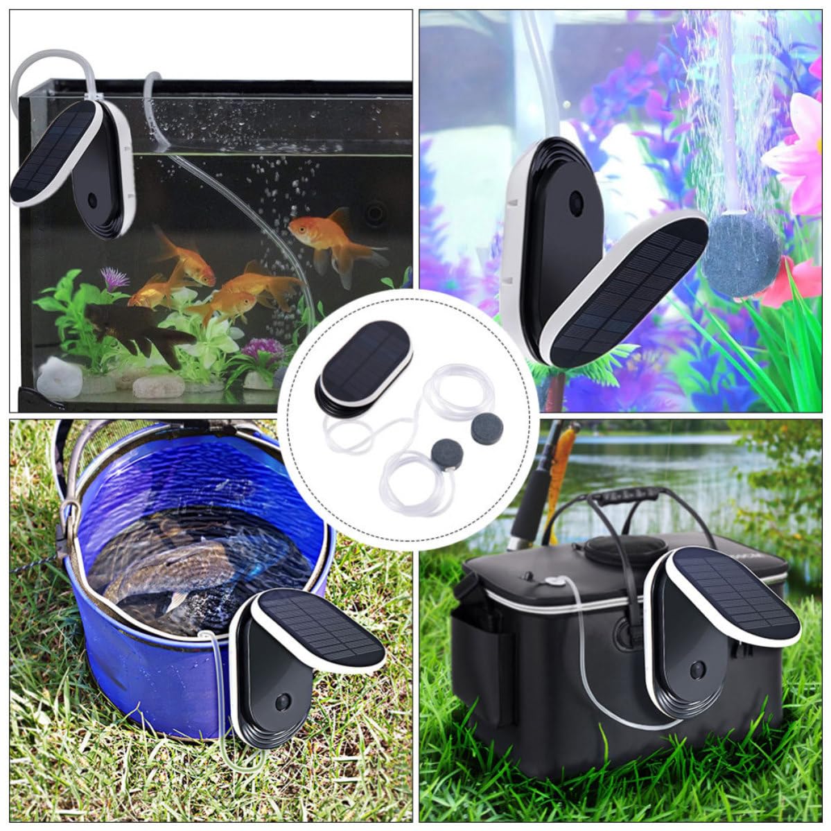 BESPORTBLE Aireador Solar Portátil para Estanques Bomba de Oxígeno de Plástico y Batería de 3600mah, Herramienta de Oxigenación para Acuarios y Jardines al Aire Libre