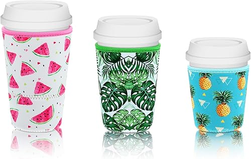 Vista 89 de Patelai Funda aislante reutilizable para café helado, 4 piezas, para bebidas frías, bebidas y soporte para la mayoría de los cafés