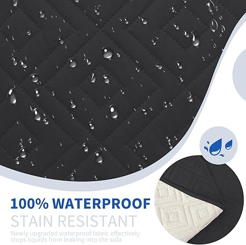 Miniatura 3 de XINEAGE Funda de sofá 100% impermeable para mascotas, funda de sofá antideslizante lavable, fundas de sofá para 3 cojines, protector de muebles con