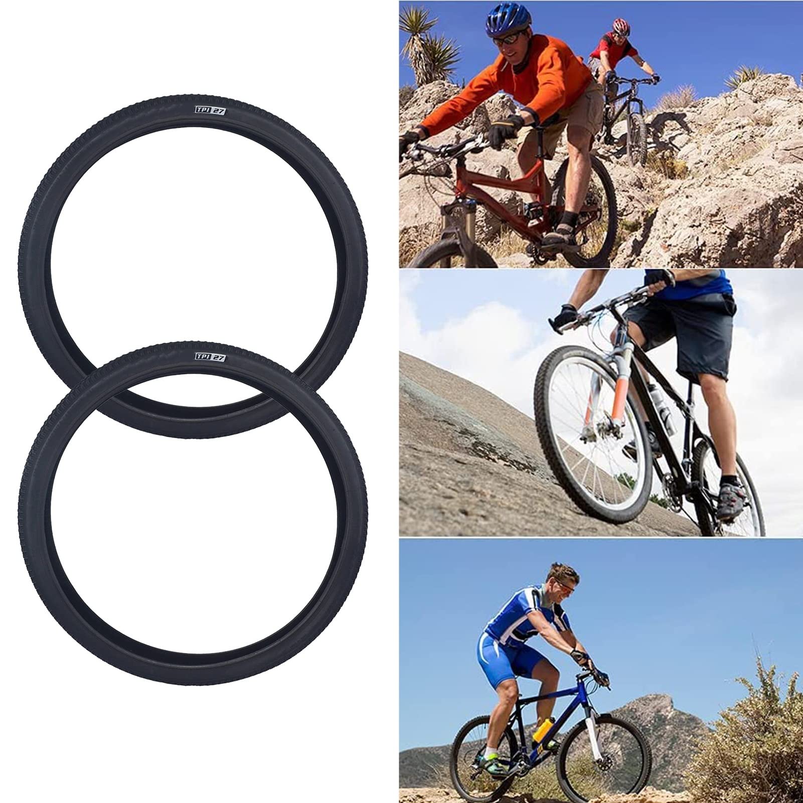 Mountain Bike Tires Set Of 2 - 24x1.95/26x1.95/27.5x1.95/27.5x2.10/29.5x2.10, 40-65 PSI, Wear-Resistant