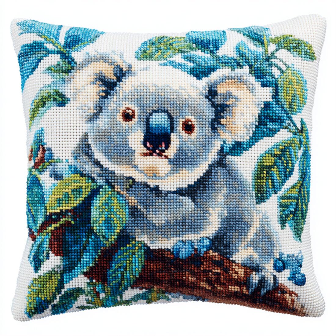 Kitquiver Animal DIY Latch Hook Kit Cartoon Koala Crochet Needlework Crafts with Latch Hook Tool for Adults DIY Handmade Home Cushion Kits Decor 17x17In