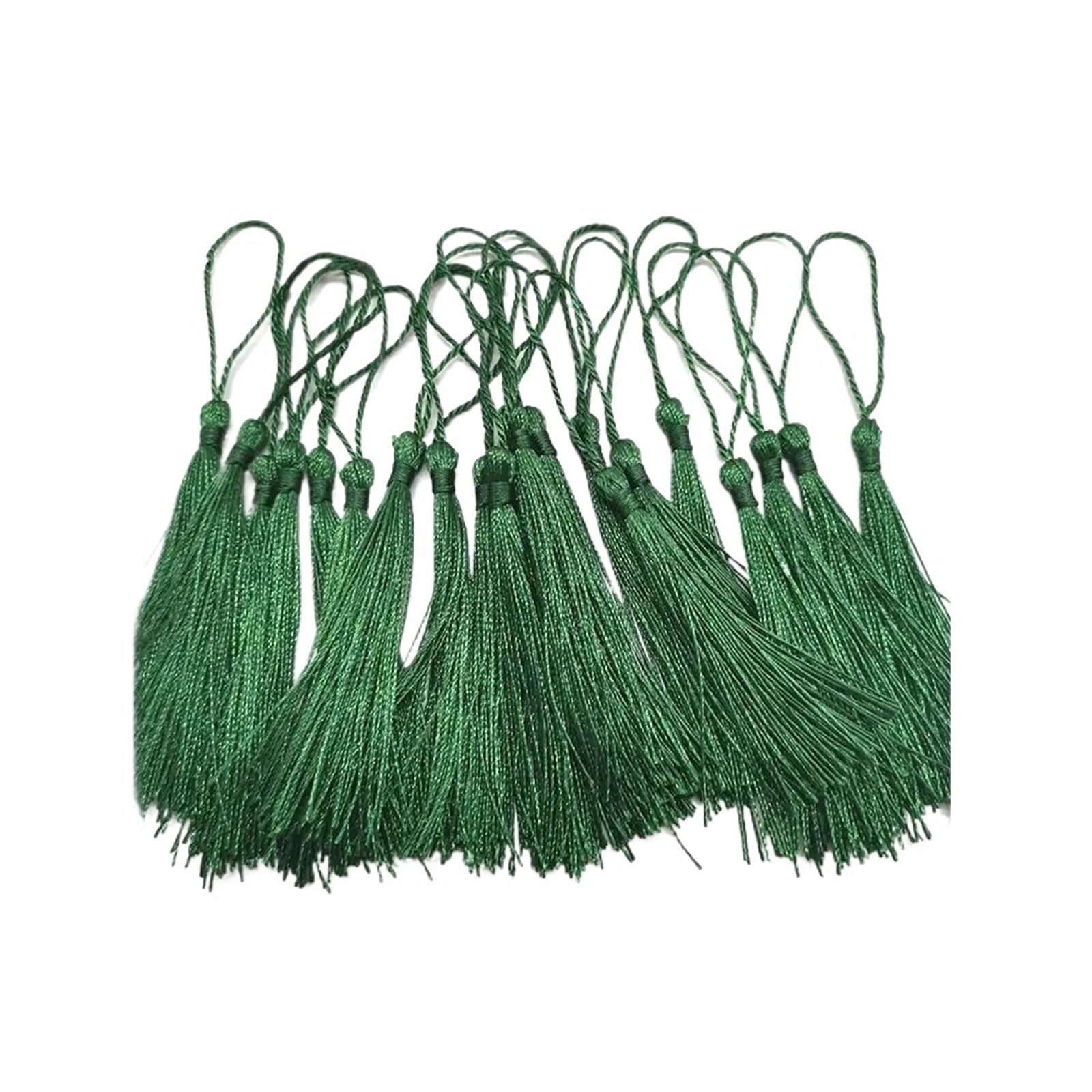 Mini Tassels 300pcs/lot 13cm Tassel Silk Fringe Silky Floss Bookmark Tassels Mini Tassels For DIY Craft Jewelry Making Souvenir Bookmarks for Crafts(22 DeepGreen)