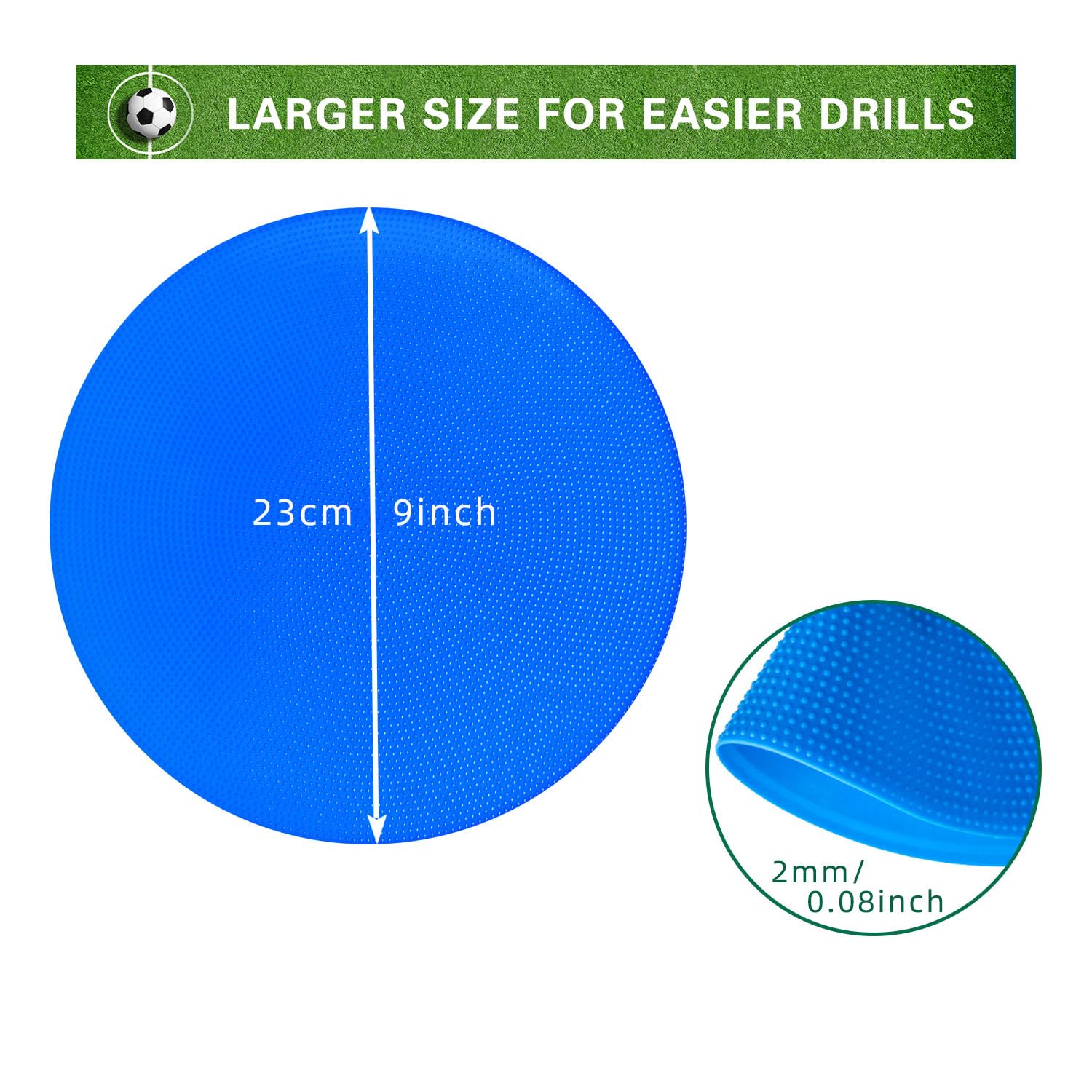 Spot Markers 22,9 cm in gomma antiscivolo per pavimento, coni piatti per calcio, basket, sport, allenamento di agilità e esercitazioni