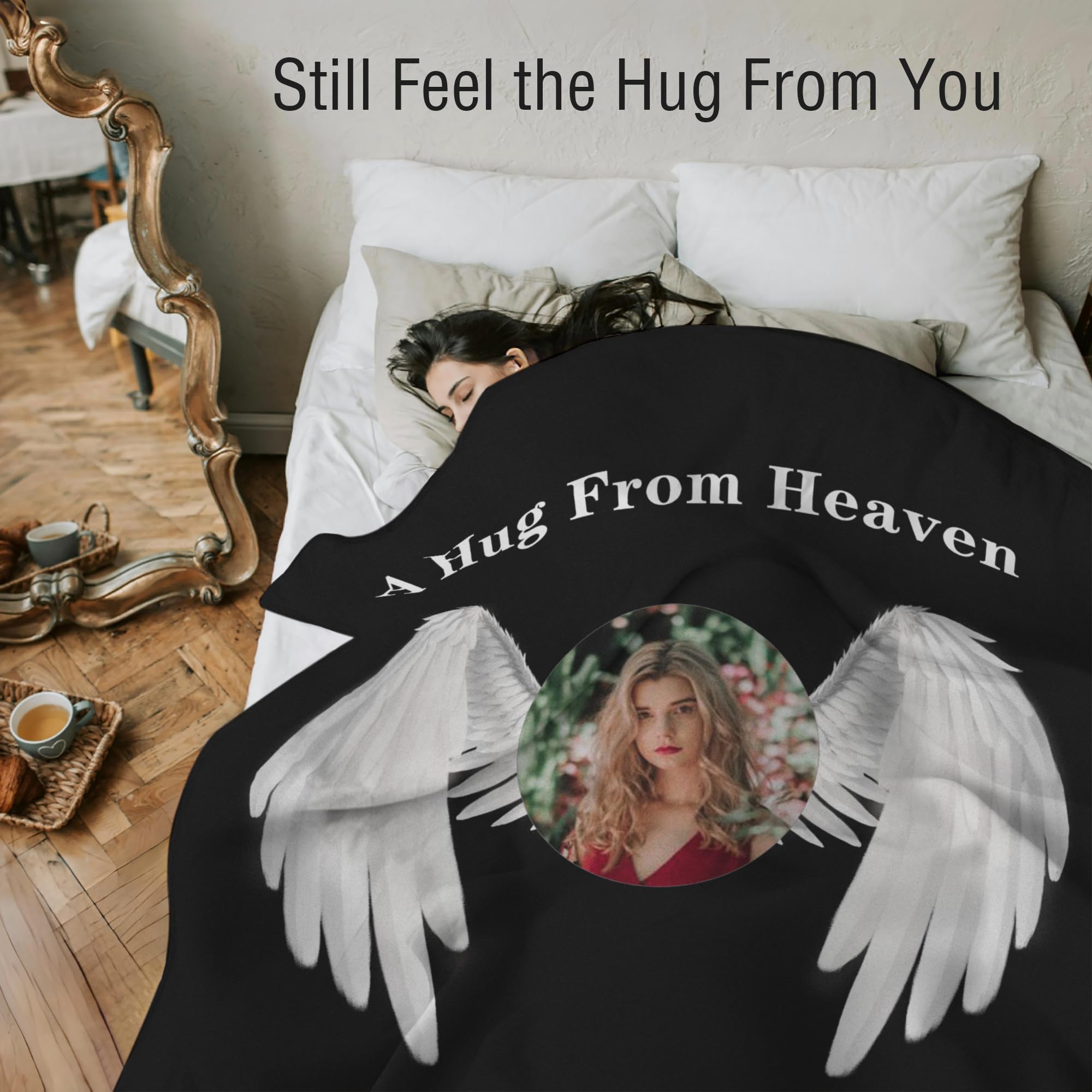 PUREFLY Personalized Memorial Blanket with Photos in Loving Memory for Loved Ones Lost, Custom Gift Loss of Dad Mom Son Daughter, Bereavement Sympathy (Style 1)