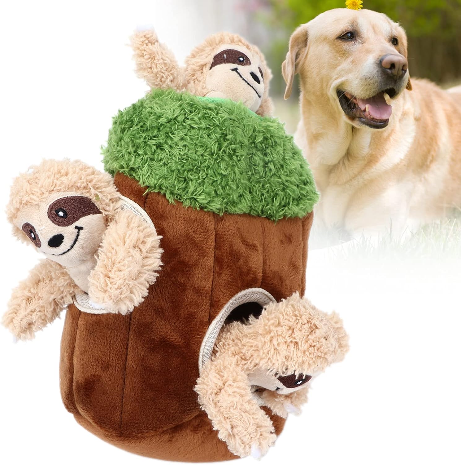 01 Hide‑and‑Seek Dog Toy, Sloth Toys Dog Toys Interactive Puzzle Sturdy Plush Material for Dog