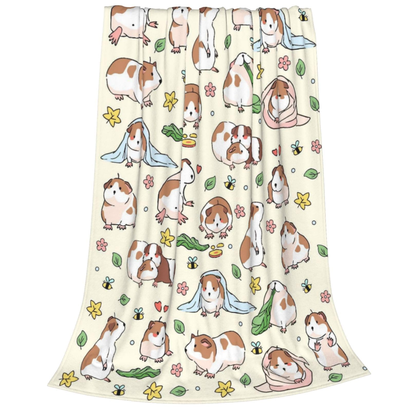 Süße Meerschweinchen-Druck-Überwurfdecke, Lustige Geschenke für Kinder, Meerschweinchenliebhaber, Leichte Gemütliche Decke, Weiche Anti-Pilling-Flanelldecke für Bett, Sofa, Couch, Stuhl