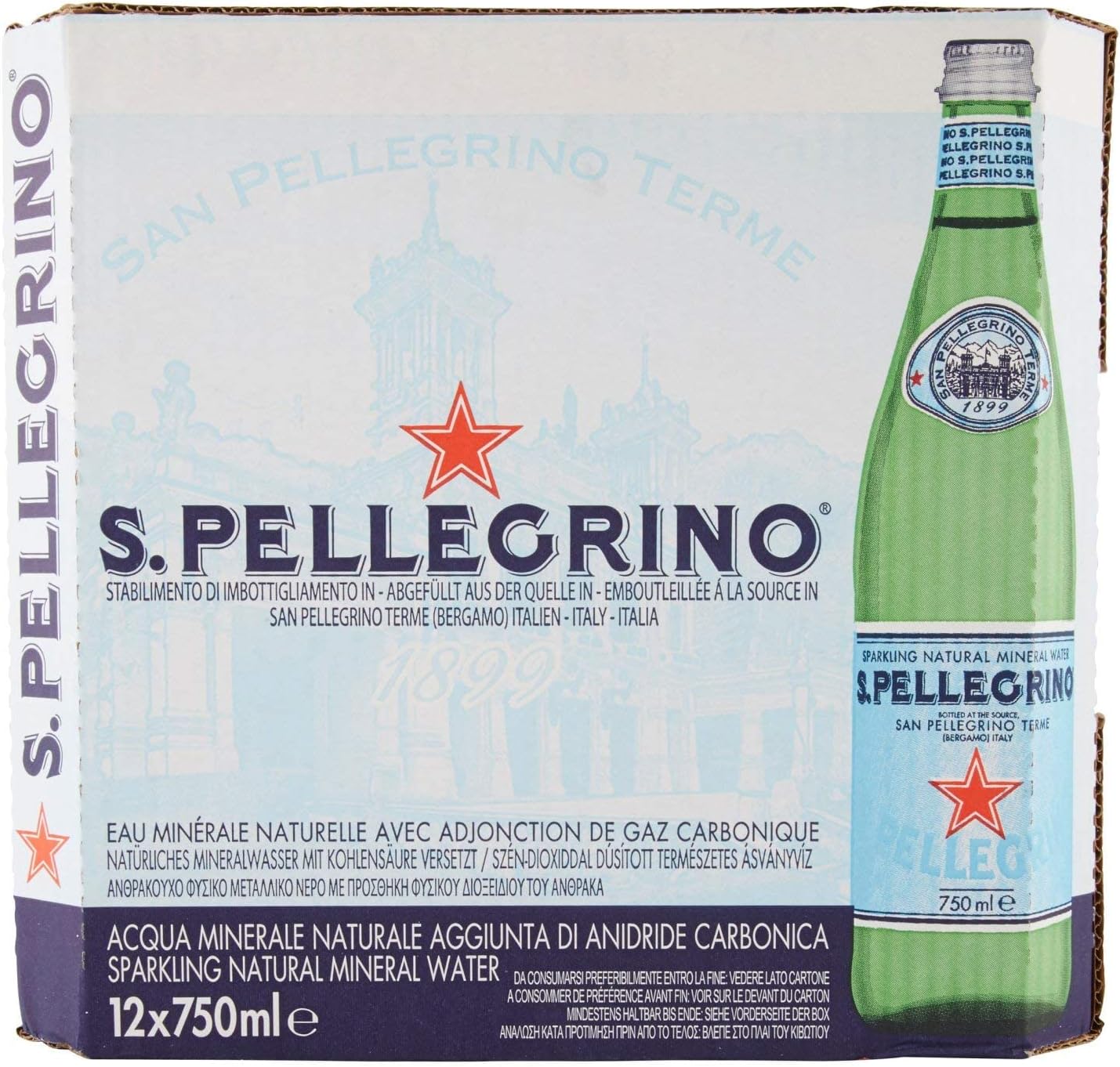 San Pellegrino Sparkling Natural Carbonated Mineral Water, 750 ML (Pack Of 12)