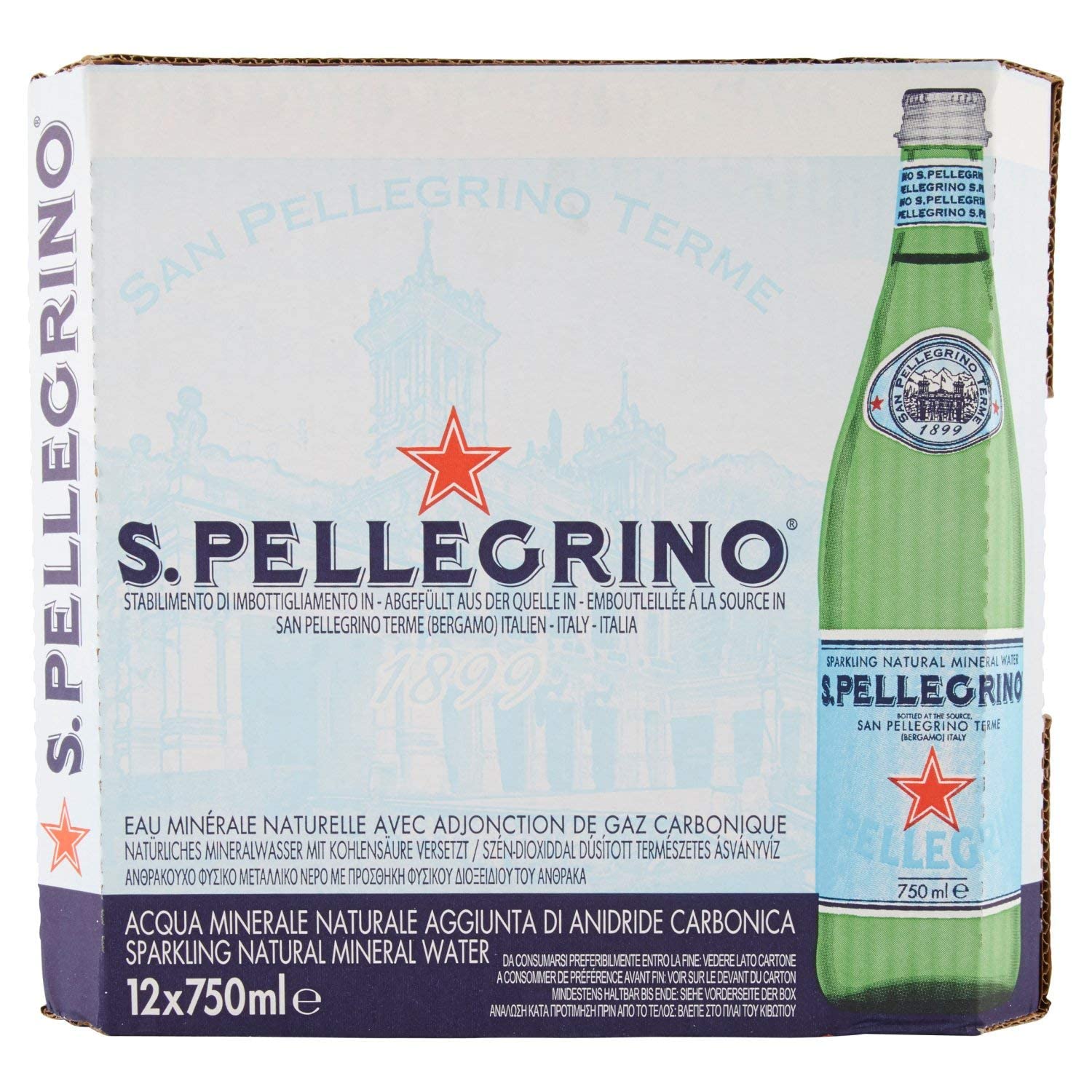 San PellegrinoSparkling Natural Carbonated Mineral Water, 750 ML (Pack Of 12)