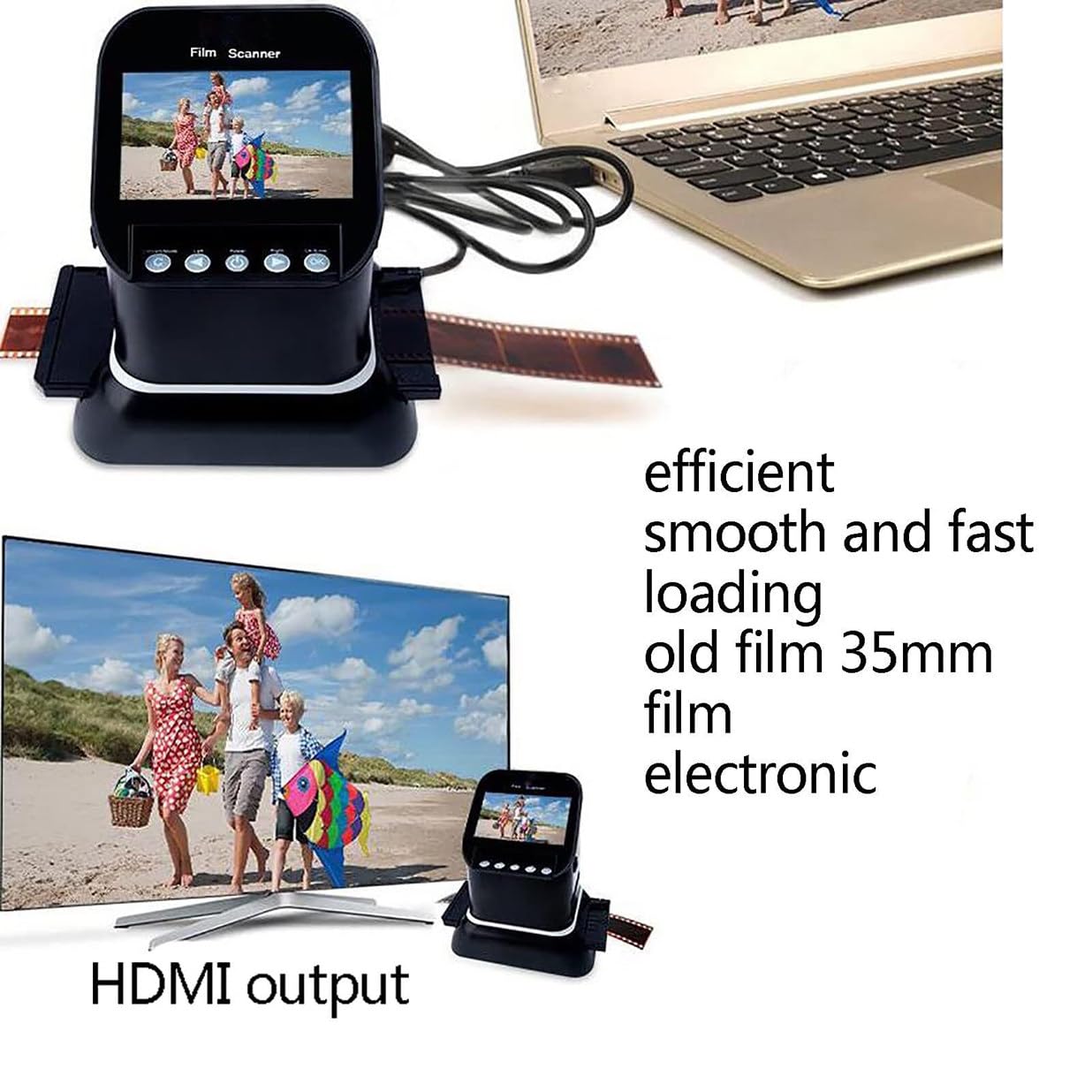 Scanner Digitale per Pellicole, Alta Risoluzione 120, Supporta 5 Formati di Pellicola 120, Schermo LCD 1080p, Converte Negativi E Diapositive da 35mm, 135, 126 E 127 in JPEG Digitale