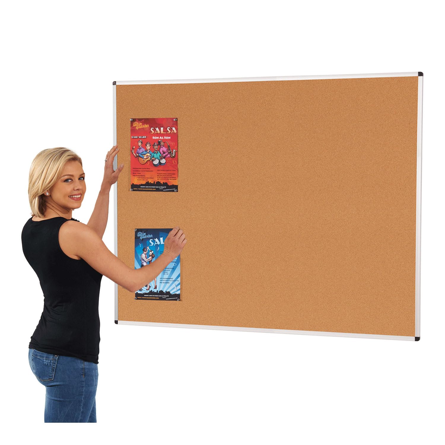 Wonderwall Aluminium Frame Cork Noticeboard, 120 x 150 cm, Wall Mounted, Pinnable Display Board, Ideal for Office, Reception, School