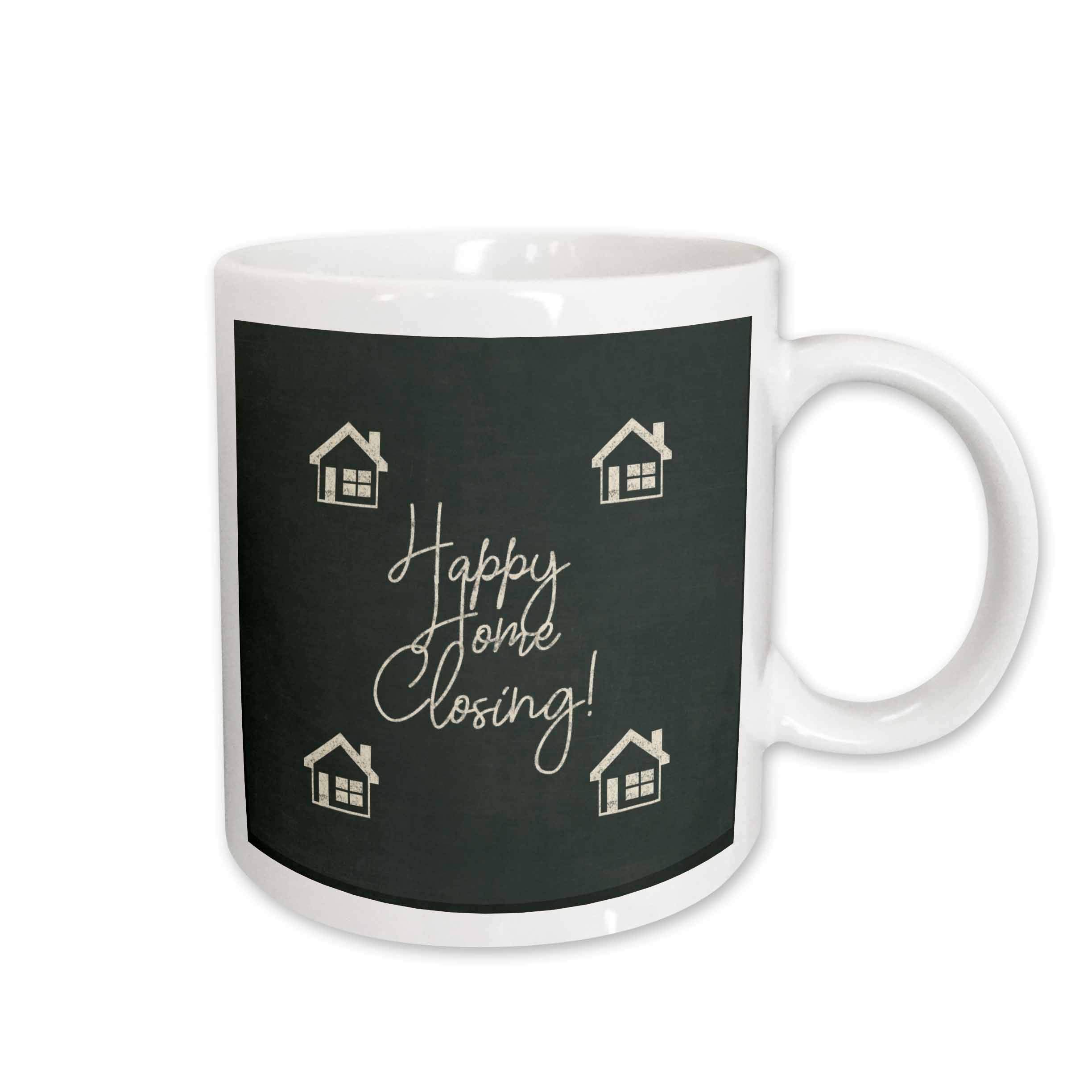 3dRose Beverly Turner Real Estate Client Relations Design - Happy House Closing, Houses, Chalkboard Look, Black and Off White - 11oz Two-Tone Green Mug (mug_313287_7)