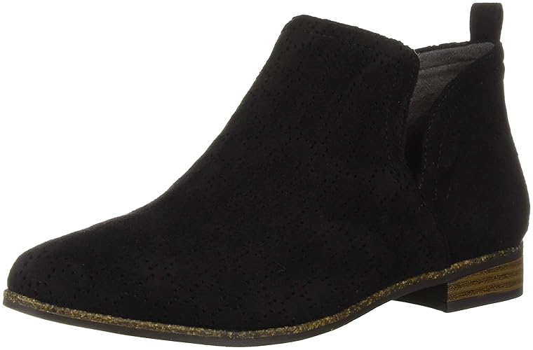 Dr. Scholl's Shoes Women's Rate Ankle Boot, Black Perforated Microfiber Suede, 11 W US
