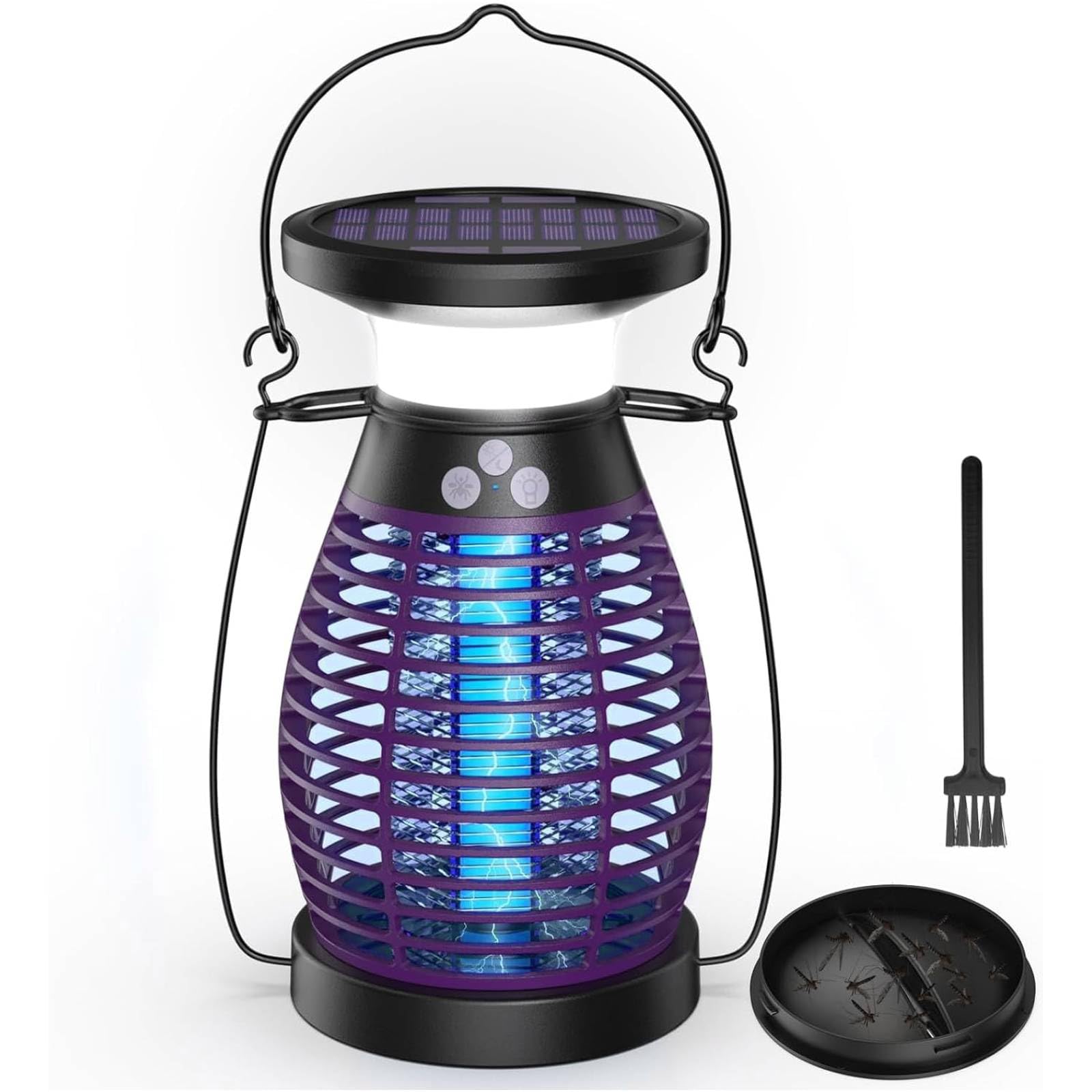 Electric Insect Killer, UV Mosquito Lamp, Fly Trap, USB Insect Killer, Mosquito Trap, Solar Energy, Portable Fly Traps, Illuminated Lamp for Indoor and Outdoor Use, Campsites (Purple)