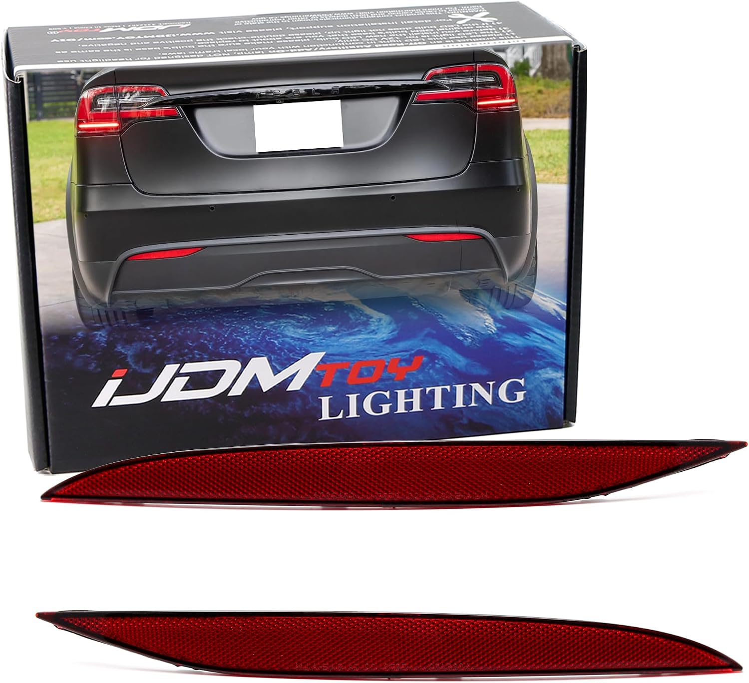iJDMTOY Rear Bumper Reflector Lenses For Tesla 2015-up Model X MX
