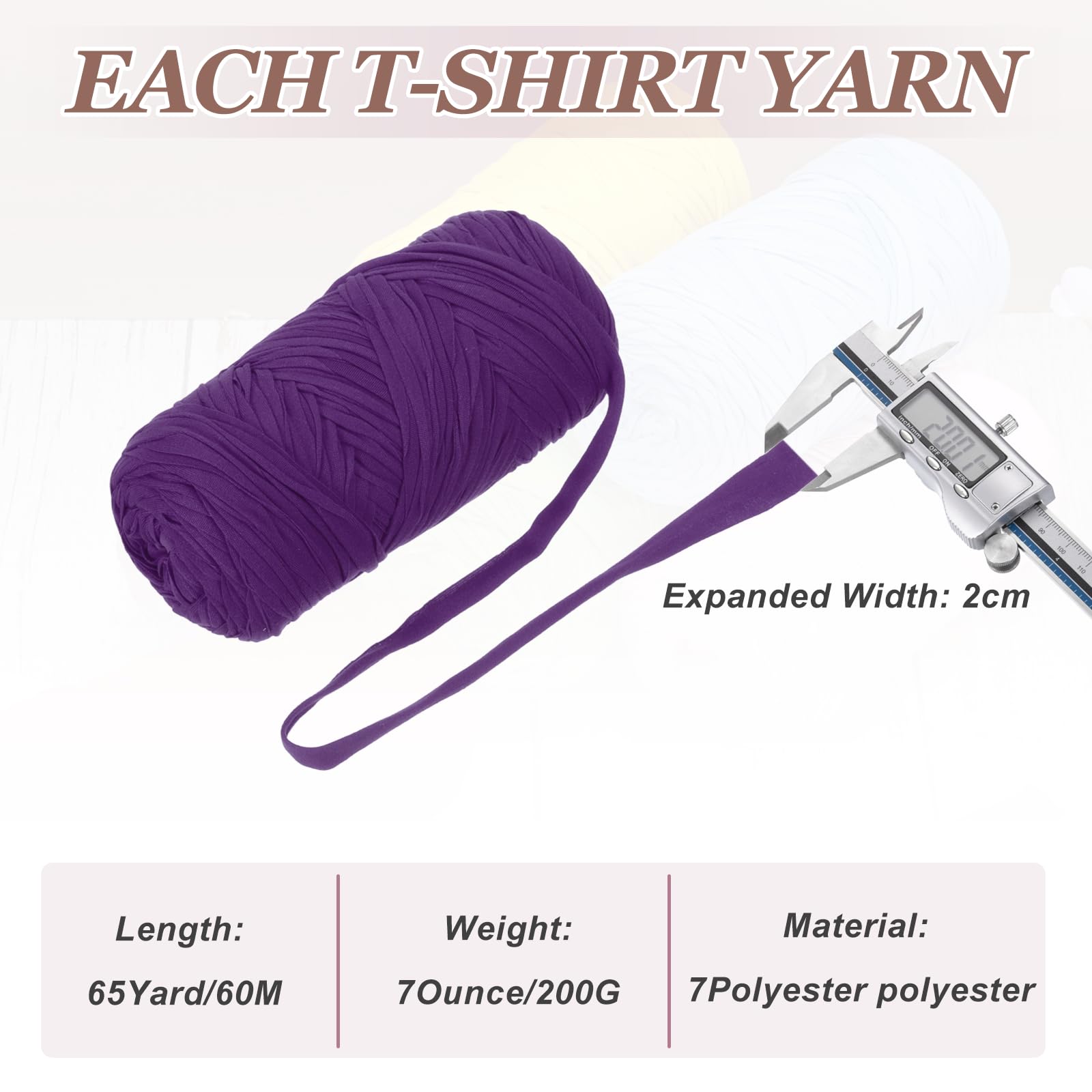 PATIKIL T-Shirt Yarn for Crocheting with 1 Crochet Hook - Image 2