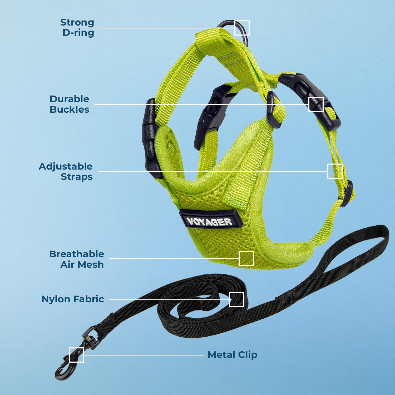 Voyager Step-in Lock Cat Harness and Reflective Cat Leash with Neoprene Handle by Best Pet Supplies, Supports Small - Image 3